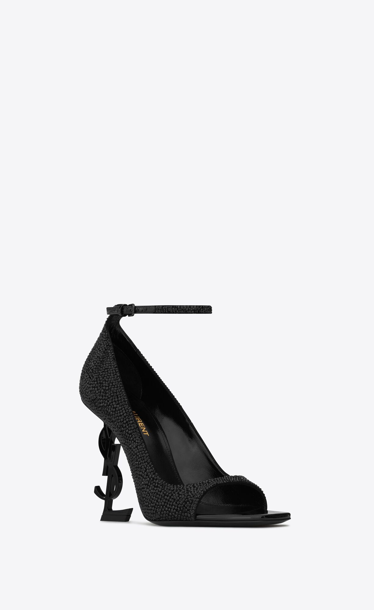 YSL Opyum Open-toe Pumps In Suede And Rhinestones Noir | 6485793-TR