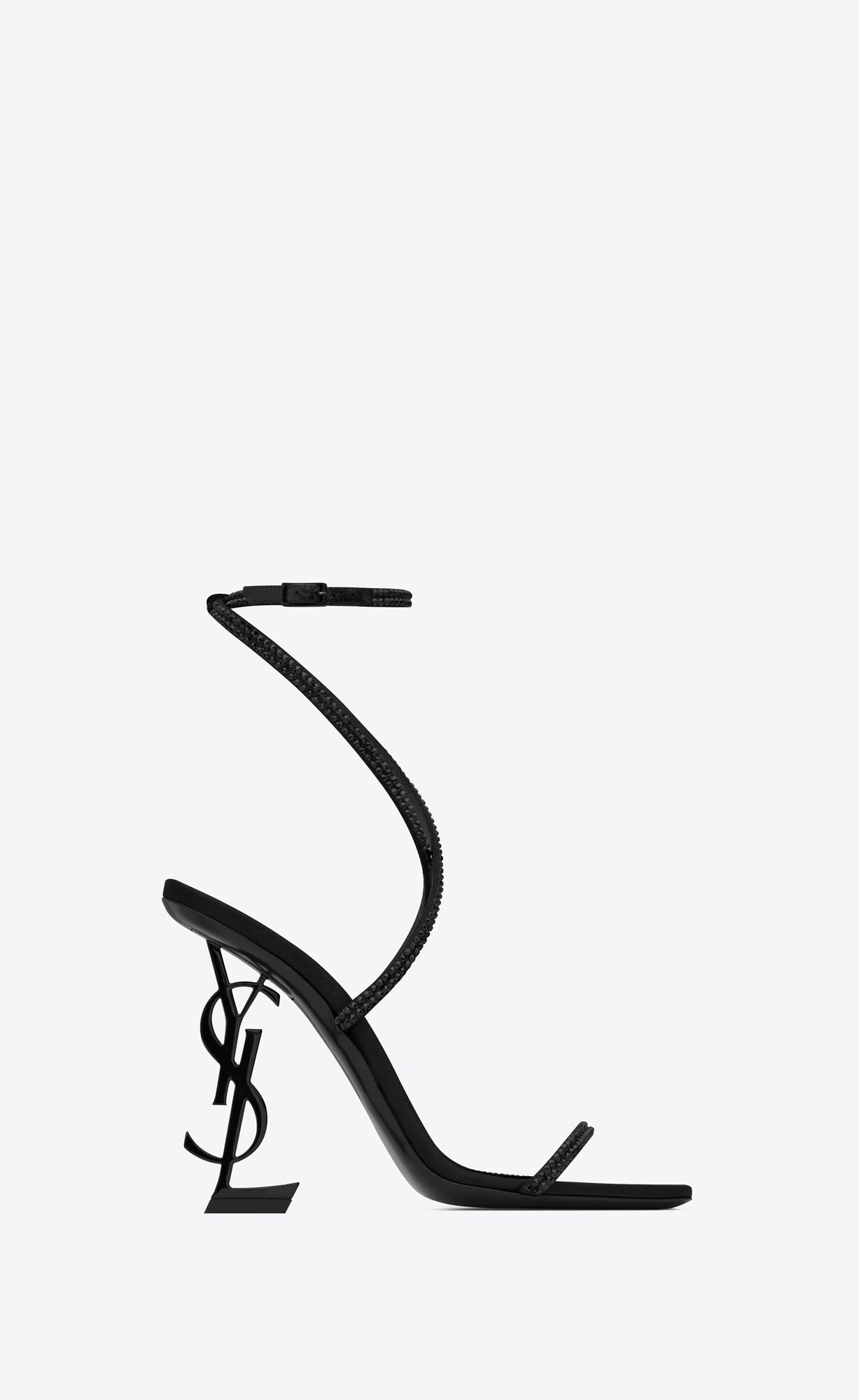YSL Opyum Sandals In Crepe Satin And Rhinestones Black | 2163405-QC