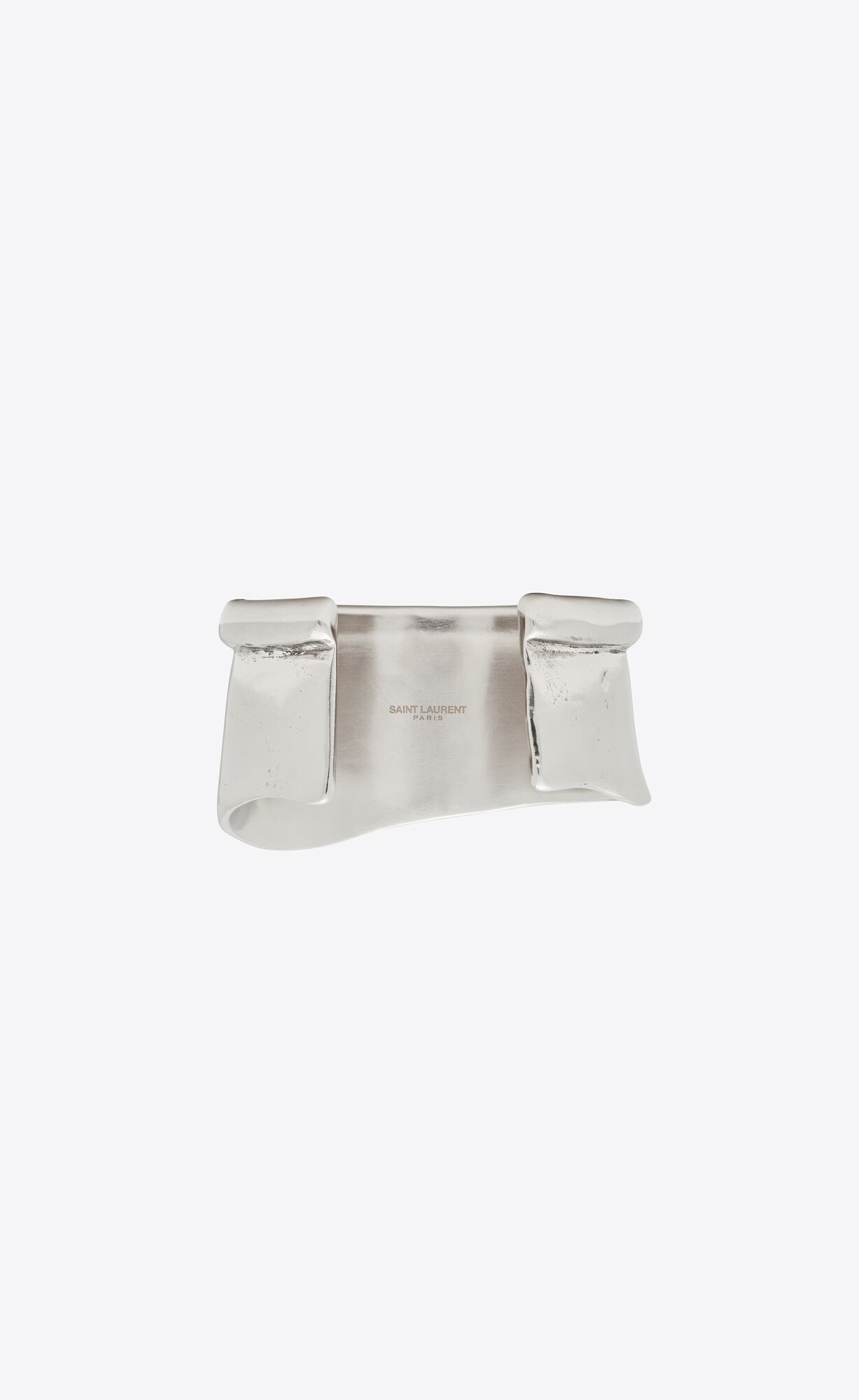 YSL Organic Wave Cuff Bracelet In Metal Oxidized Silver | 3614729-PK