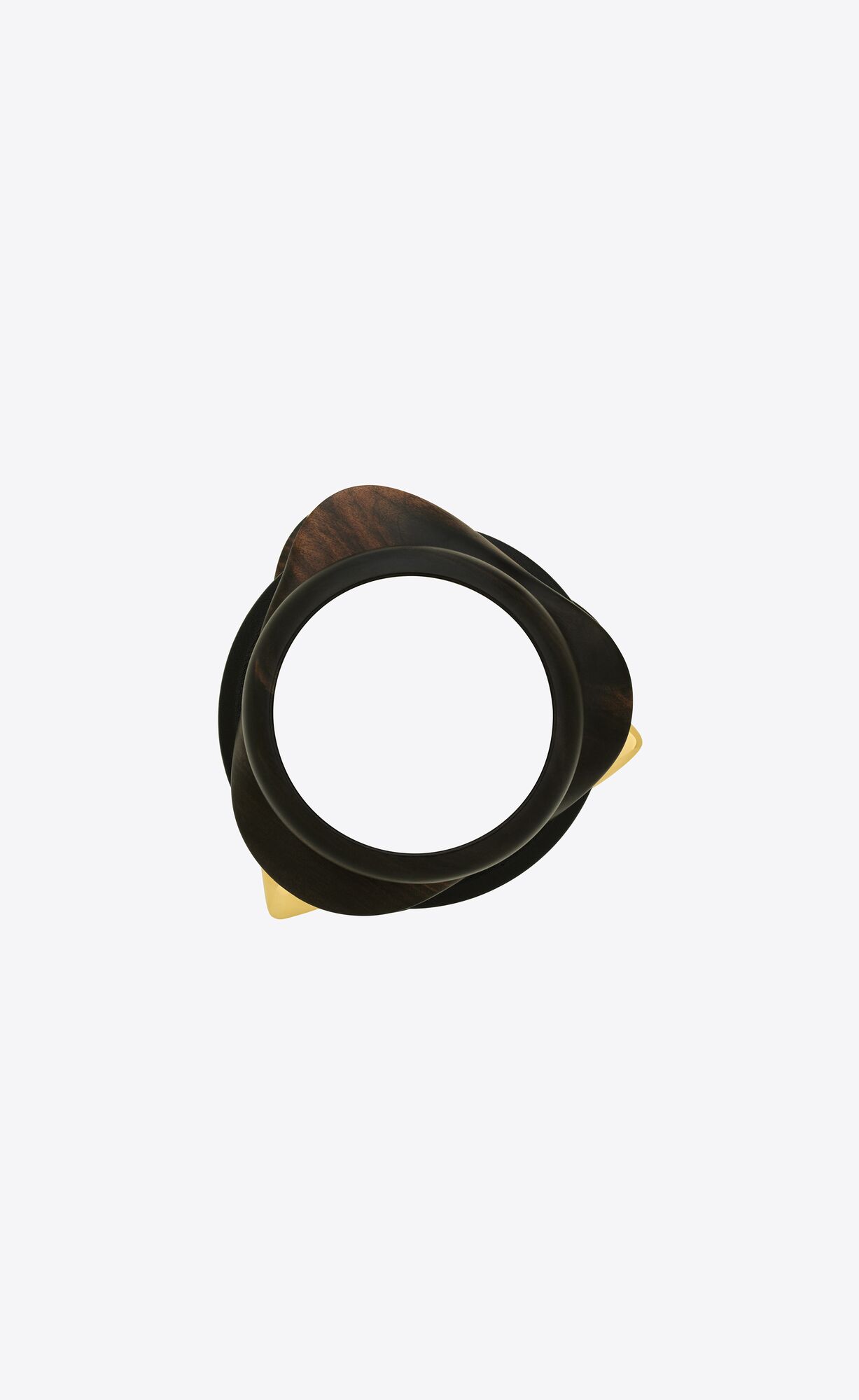 YSL Oversize Bangle In Wood, Bamboo And Metal Black, Dark Brown And Gold | 5896031-GC