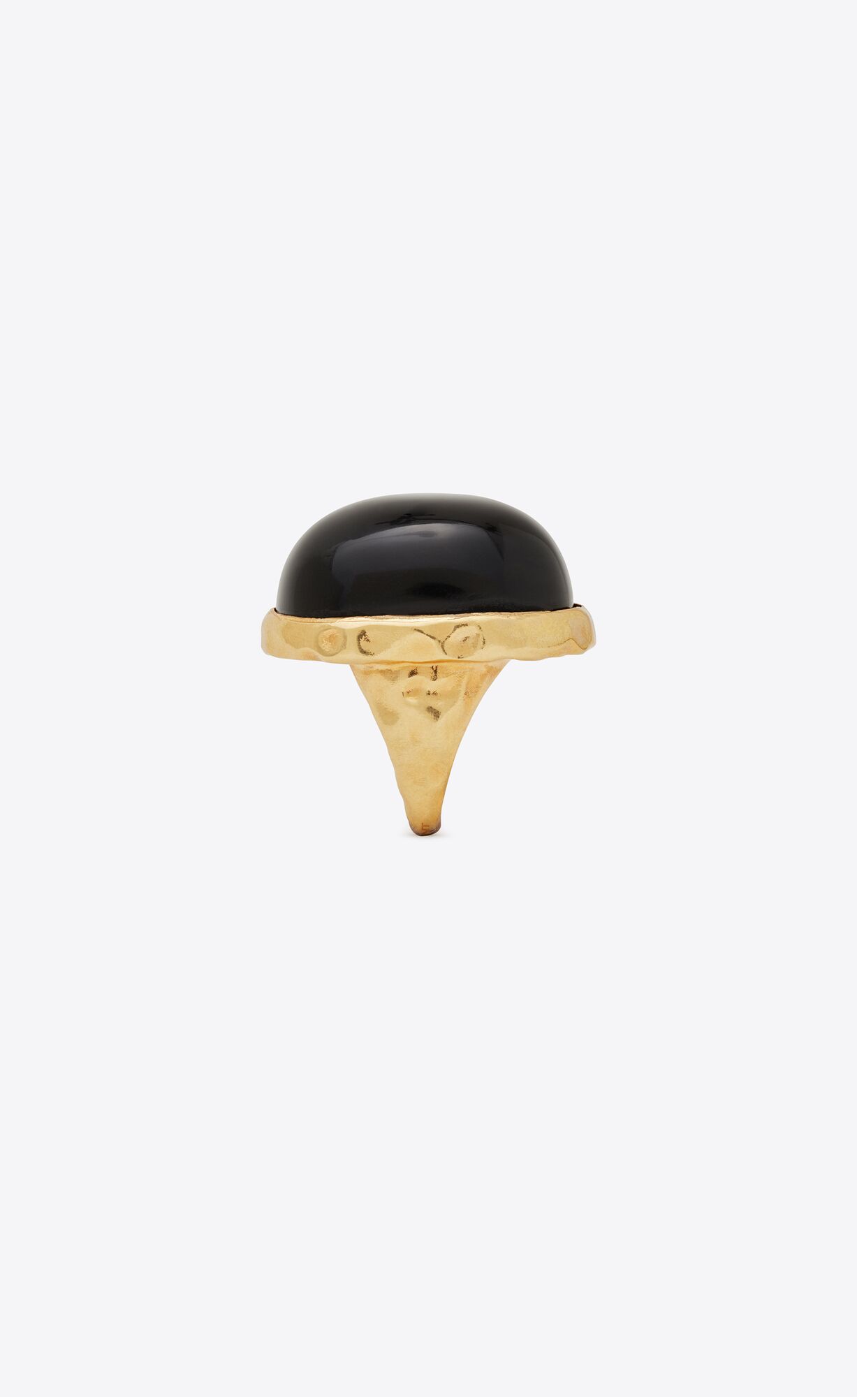 YSL Oversize Cabochon Ring In Metal And Onyx Aged Brass Gold And Black | 2804567-ZO