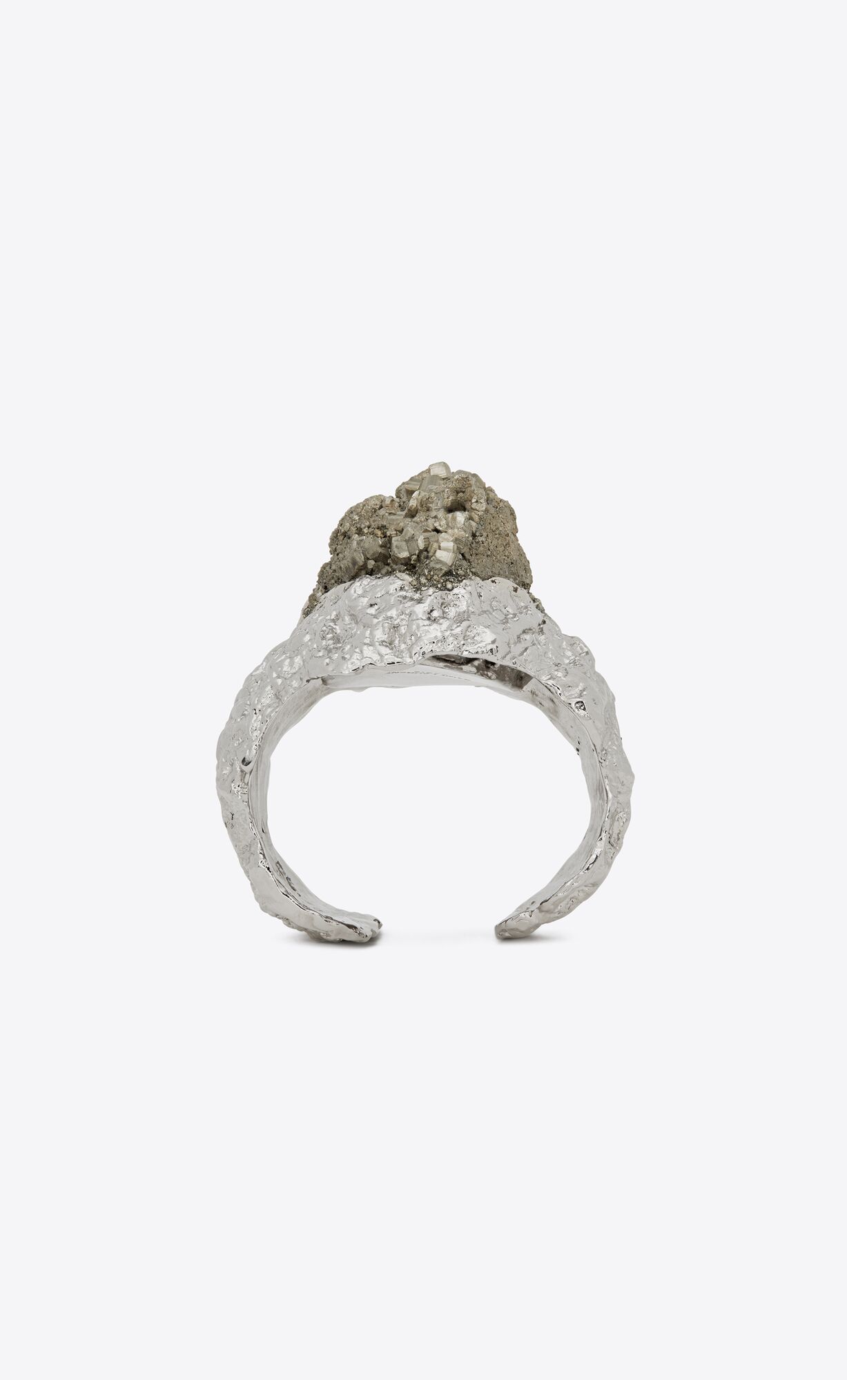 YSL Oversize Meteorite Cuff Bracelet In Metal And Pyrite Ruthenium And Grey | 3845019-ZB
