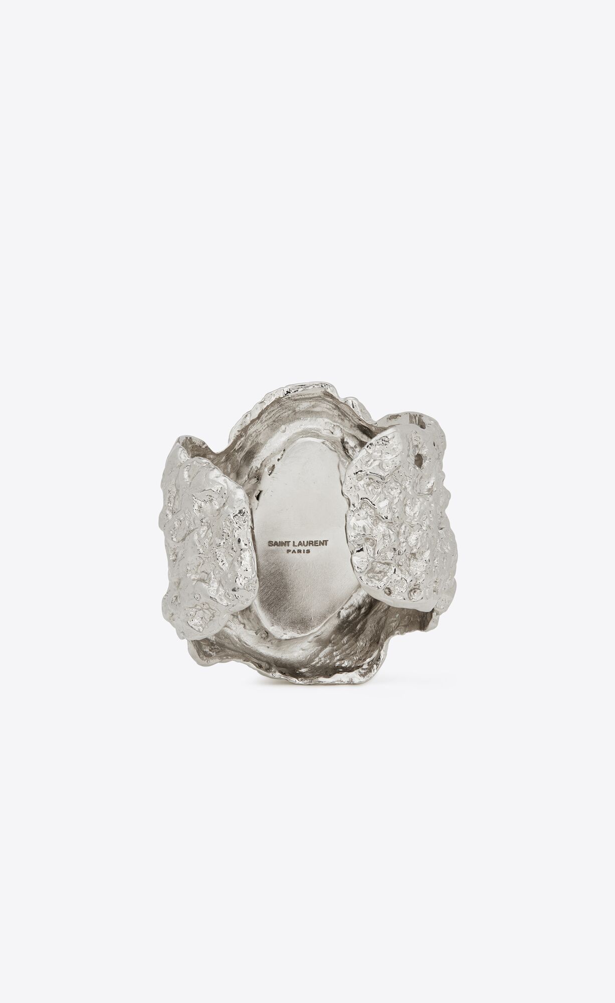 YSL Oversize Meteorite Cuff Bracelet In Metal And Pyrite Ruthenium And Grey | 3845019-ZB