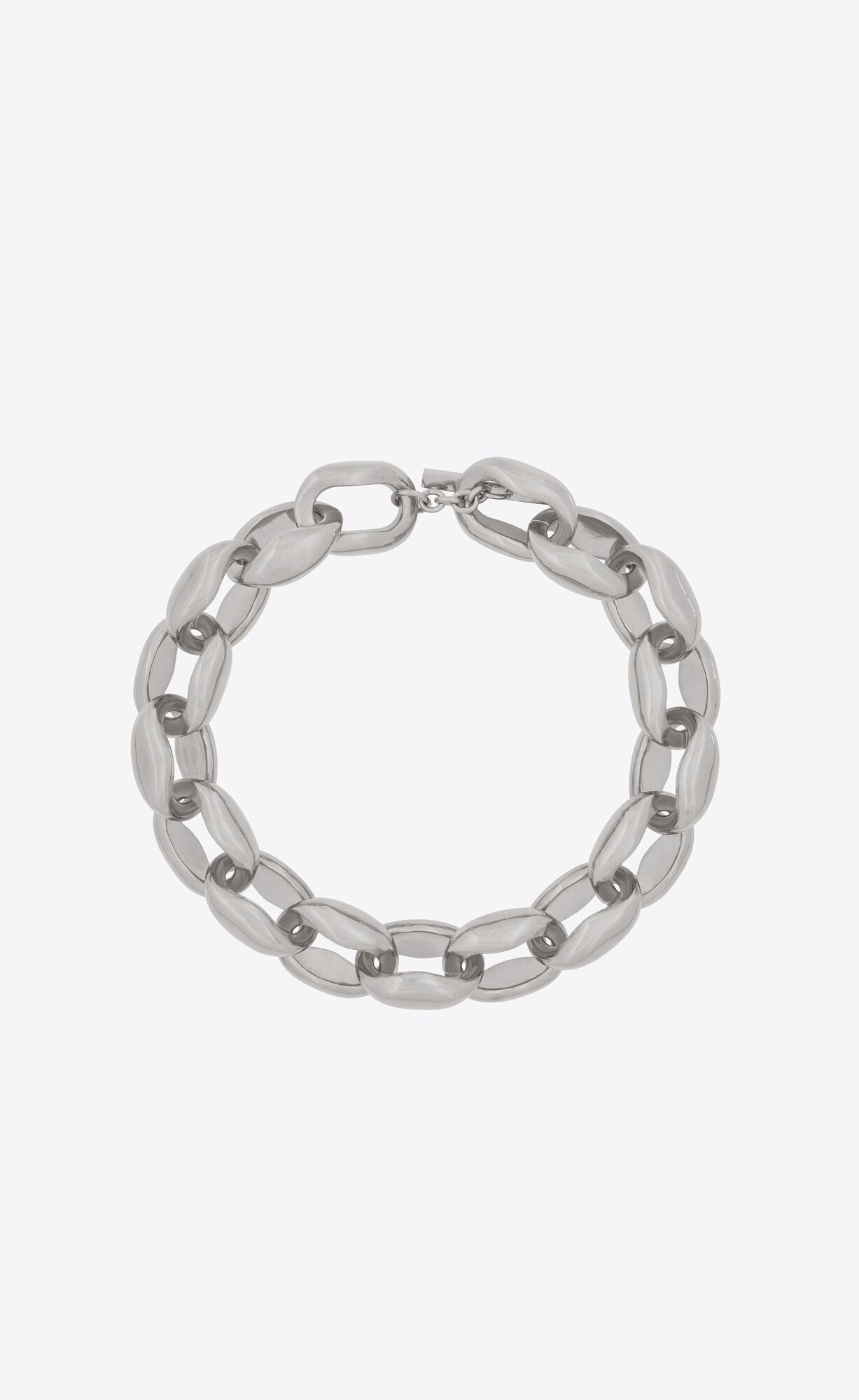 YSL Oversize Modernist Link Necklace In Metal Palladium | 1507489-RJ