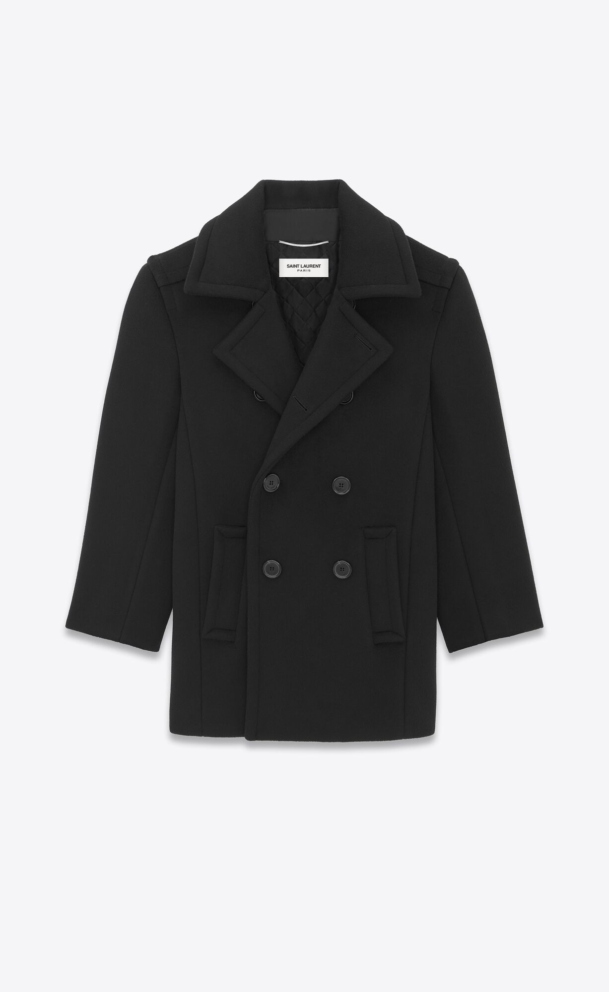 YSL Oversize Peacoat In Wool Black | 9561240-EG