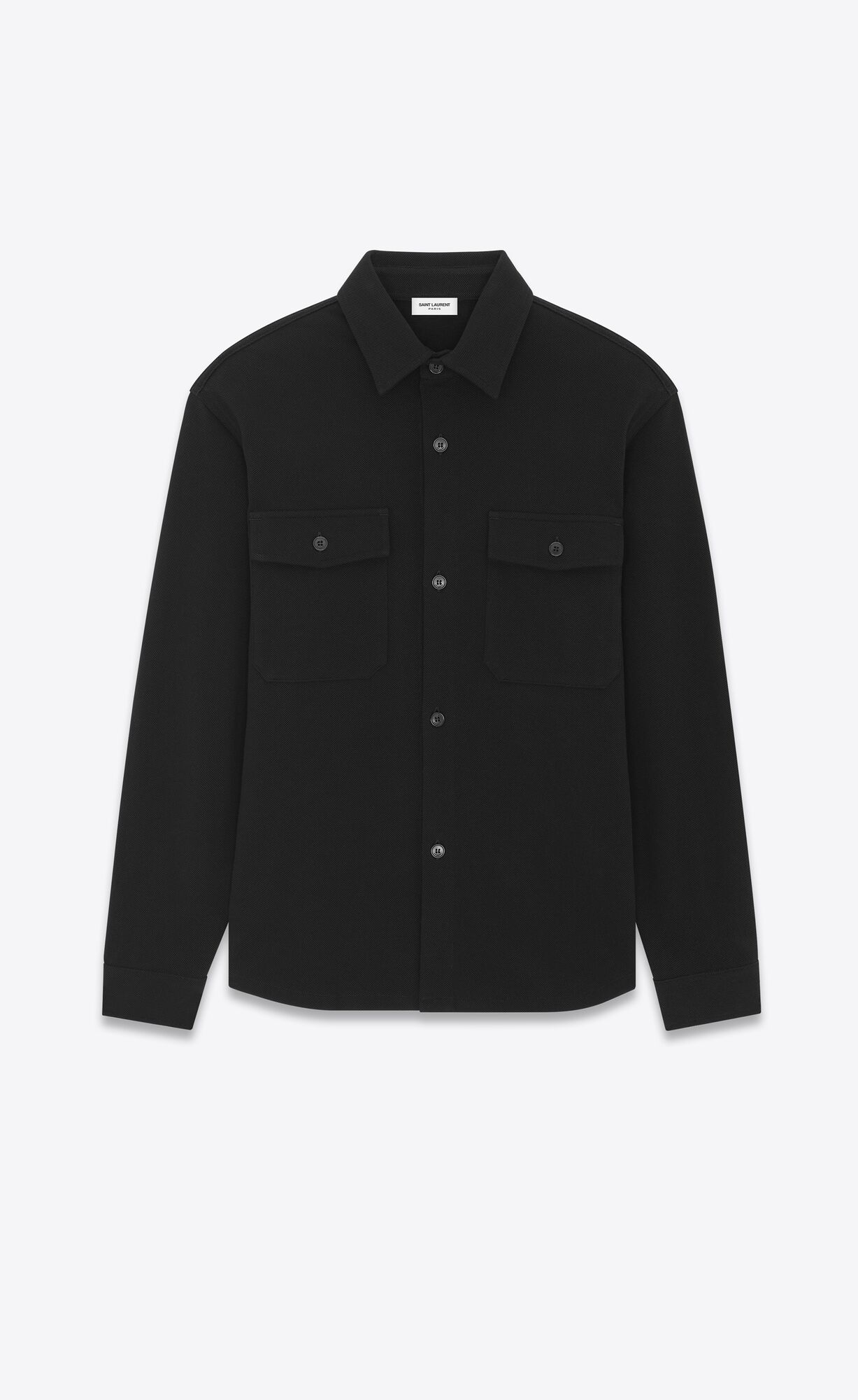 YSL Oversize Shirt In Cotton Piqué Black | 1658304-MK