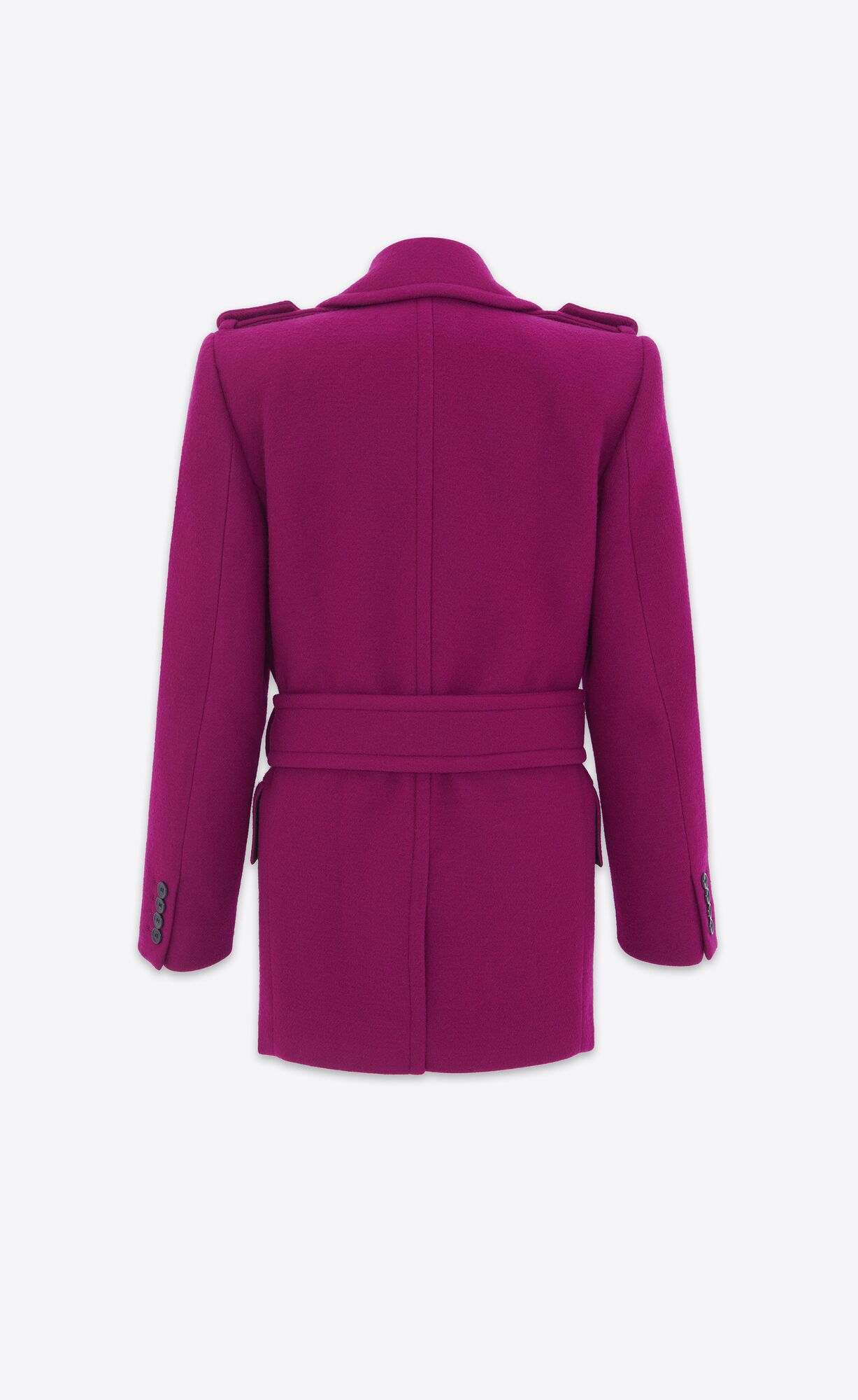 YSL Oversize Shoulder Coat In Wool Felt Fuchsia | 3576902-TB