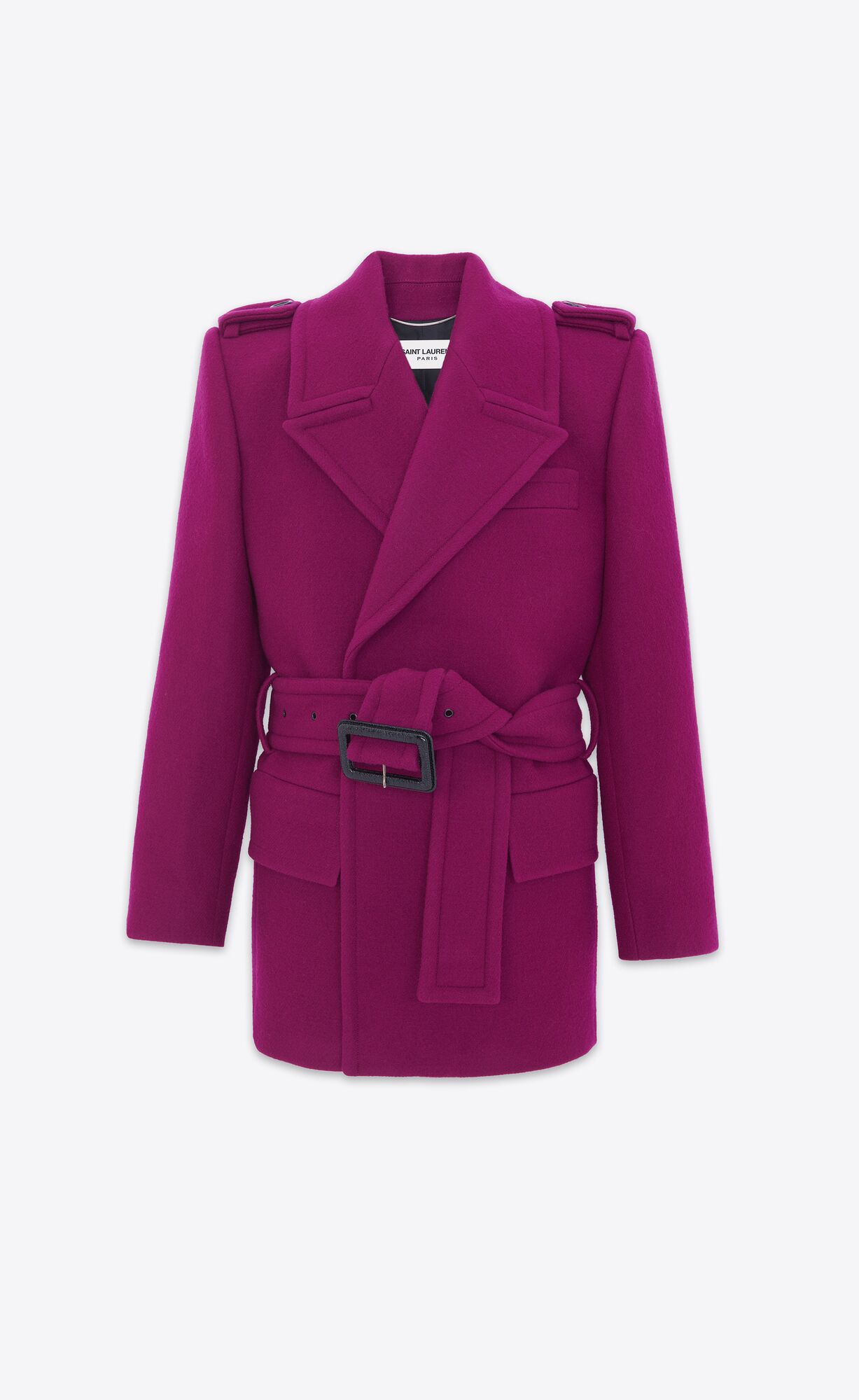 YSL Oversize Shoulder Coat In Wool Felt Fuchsia | 3576902-TB