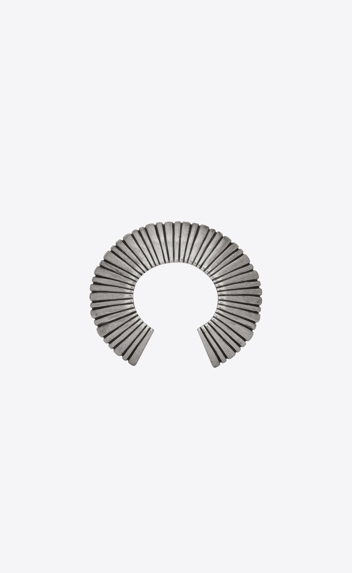 YSL Oversize Striped Cuff In Metal Oxidized Silver | 7902531-GU