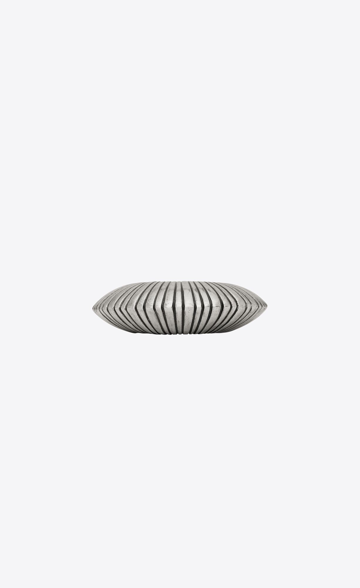 YSL Oversize Striped Cuff In Metal Oxidized Silver | 7902531-GU