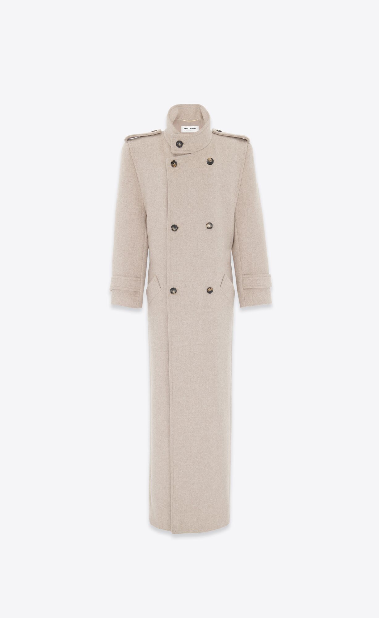 YSL Oversized Coat In Wool Beige | 8269703-GO