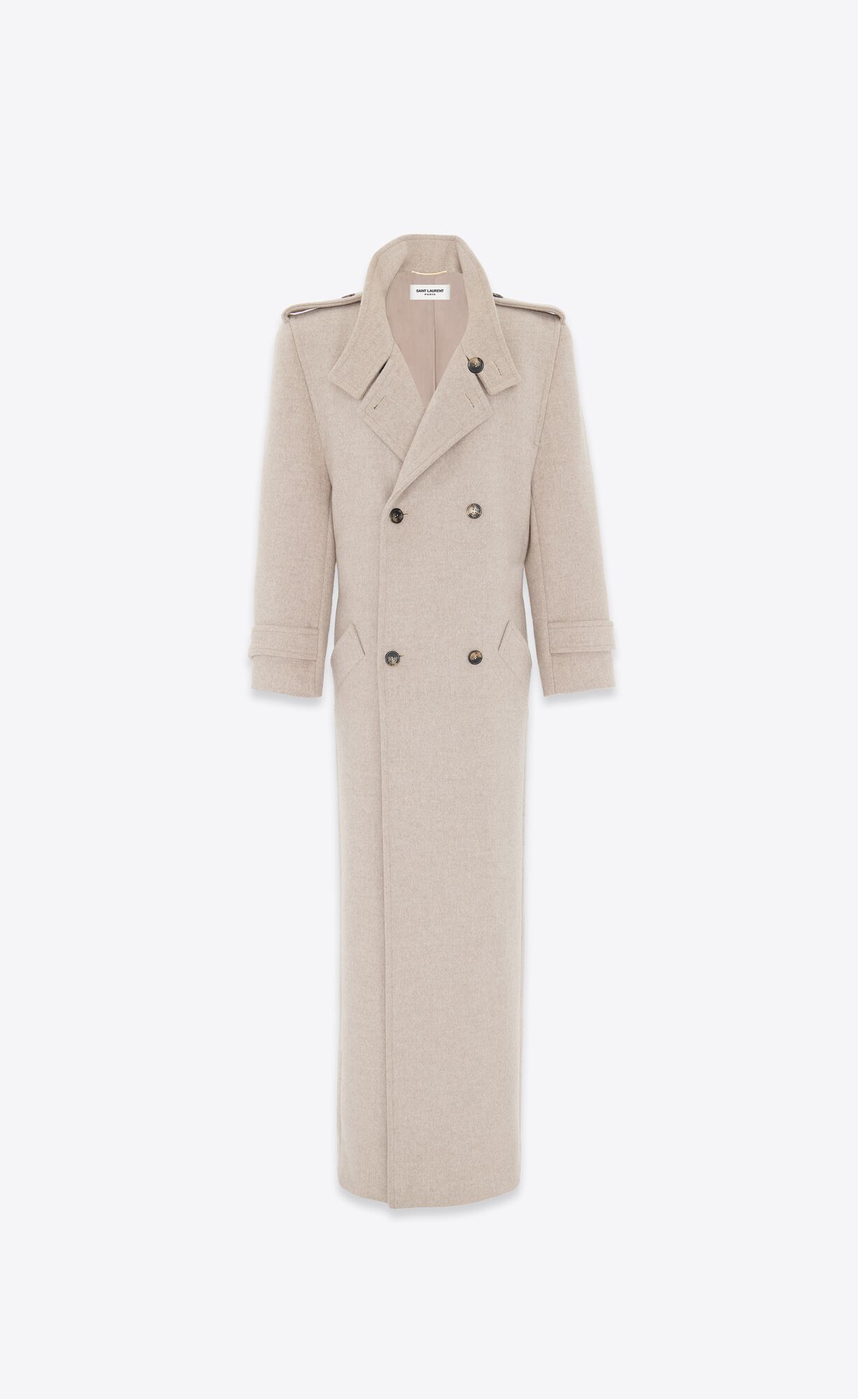 YSL Oversized Coat In Wool Beige | 8269703-GO