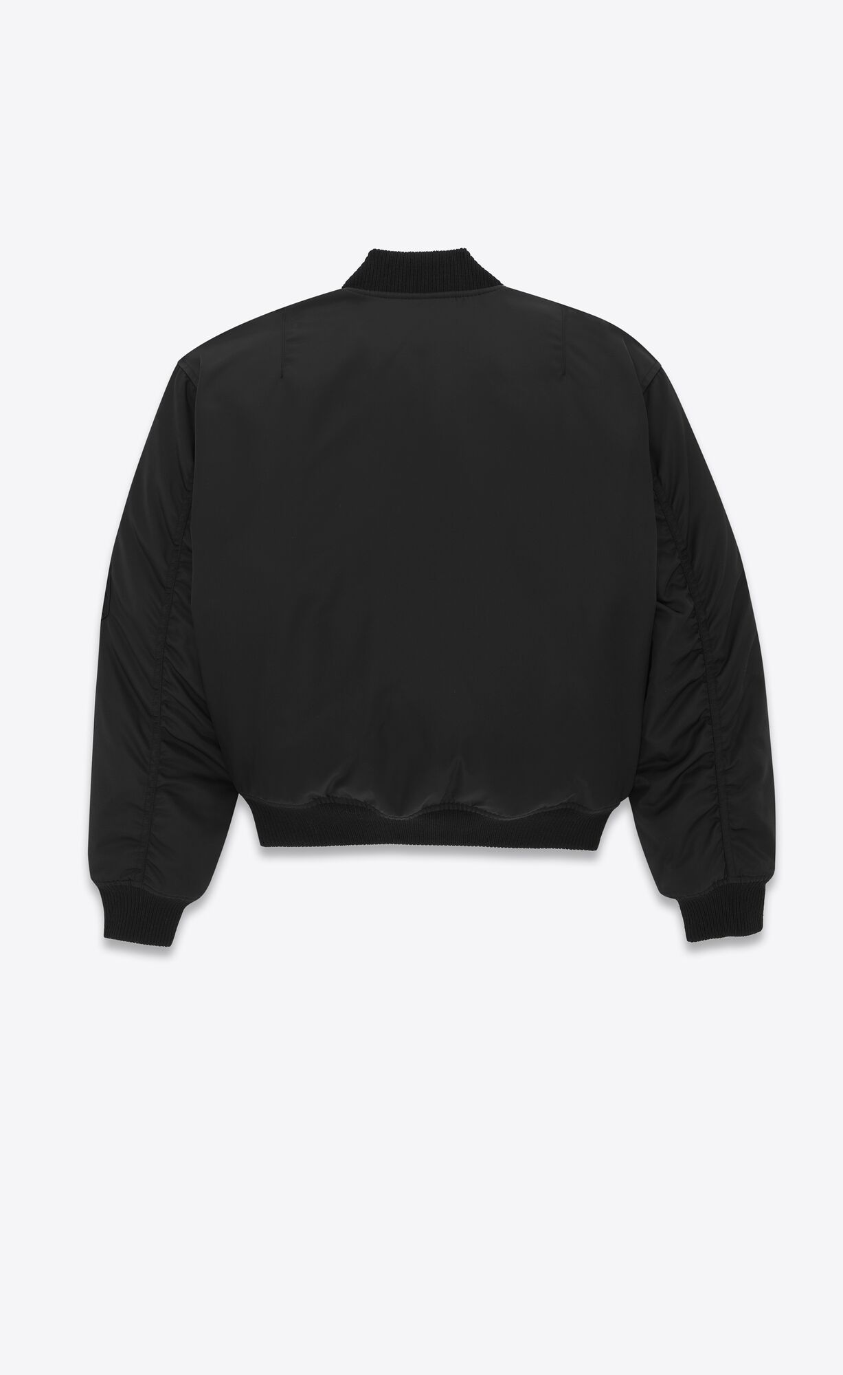 YSL Oversized Cropped Bomber Jacket In Nylon Black | 5824367-VS