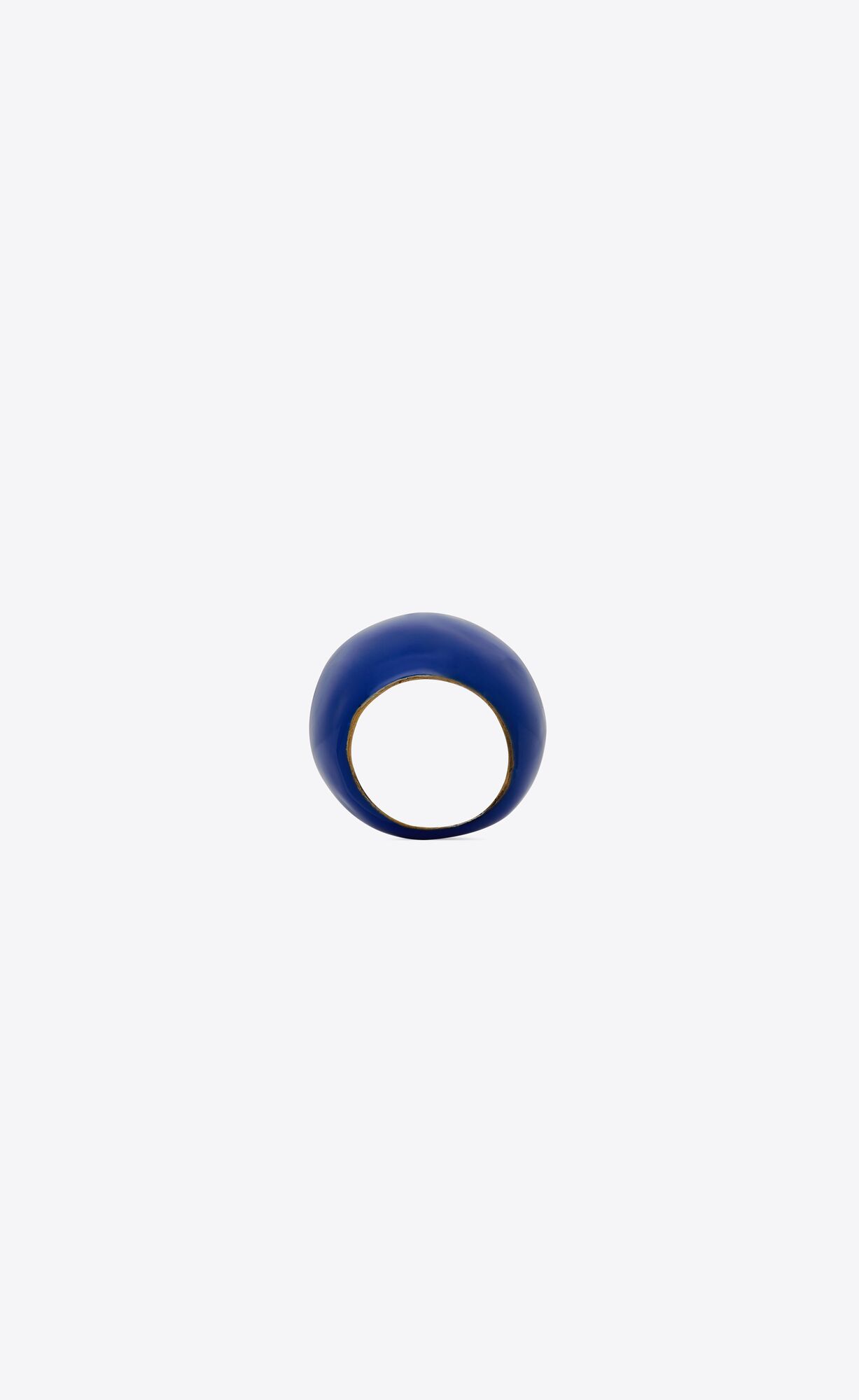 YSL Oversized Egg Ring In Metal And Enamel Gold And Majorelle Blue | 8147230-TS