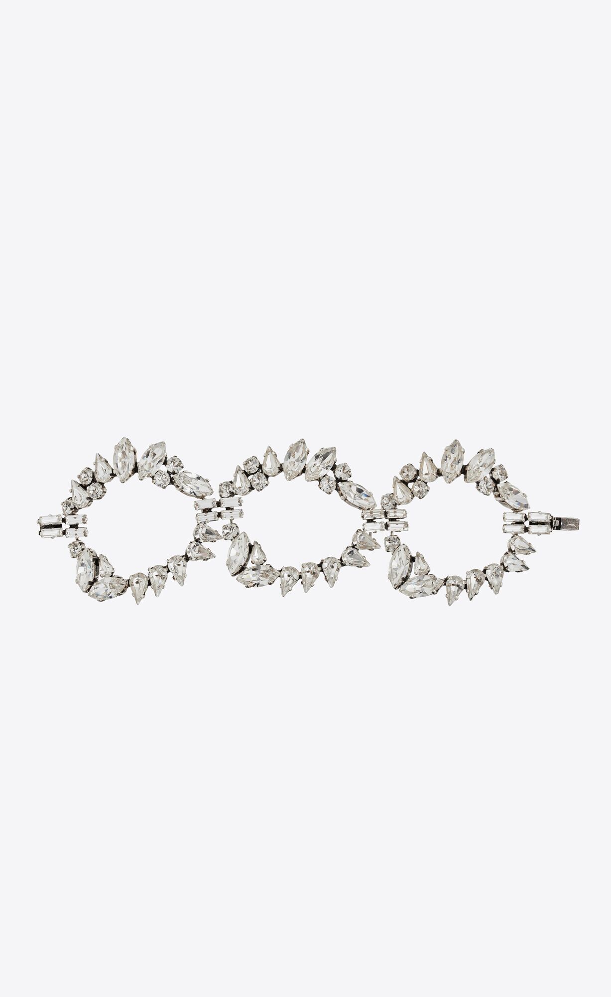 YSL Oversized Rhinestone Ring Bracelet In Metal Oxidized Silver | 2081647-GM
