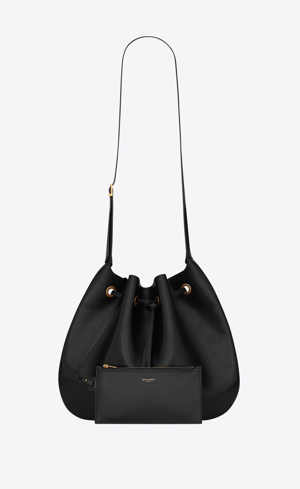 YSL Paris Vii Large Flat Hobo Bag In Smooth Leather Black | 0349125-NA