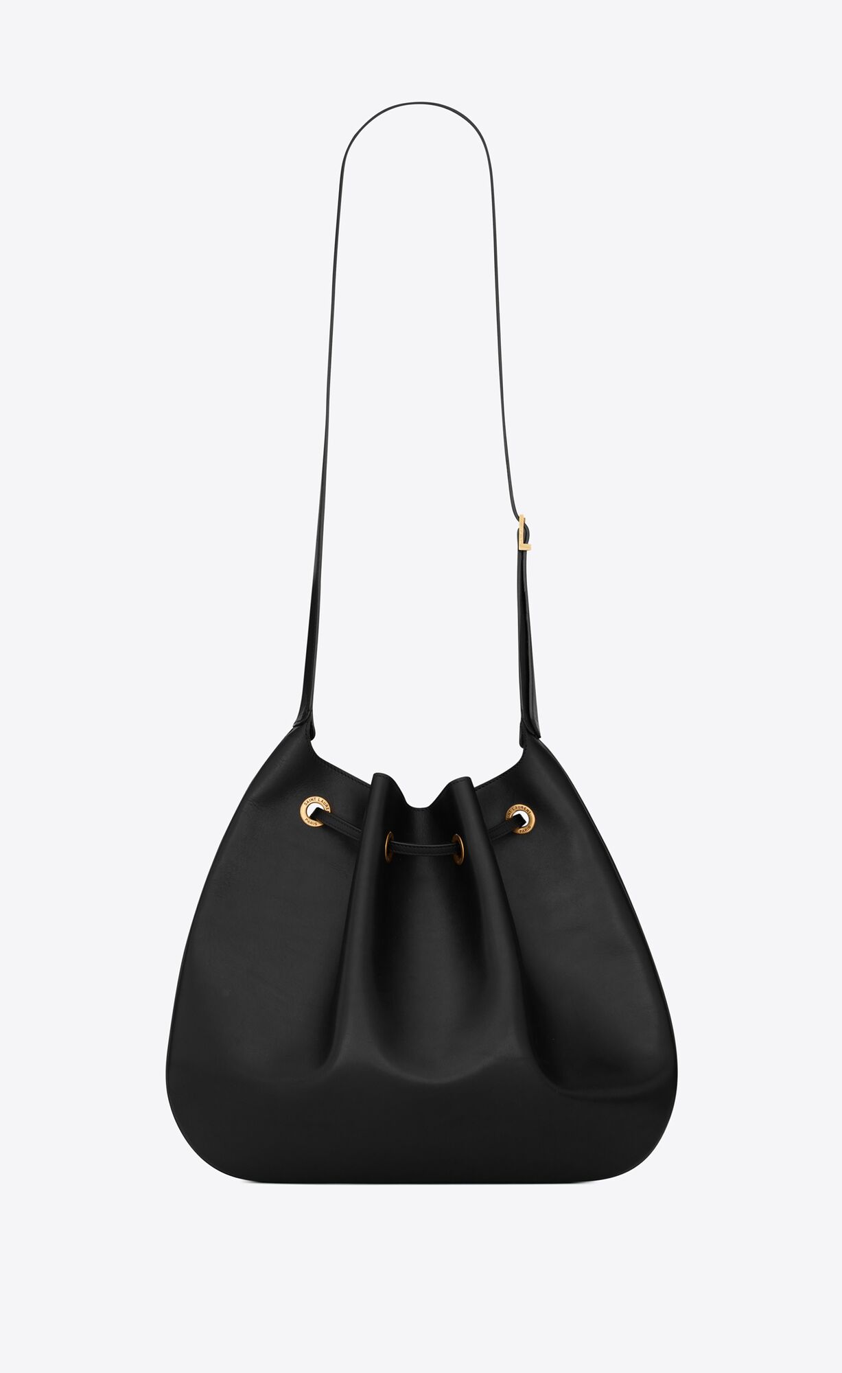 YSL Paris Vii Large Flat Hobo Bag In Smooth Leather Black | 0349125-NA