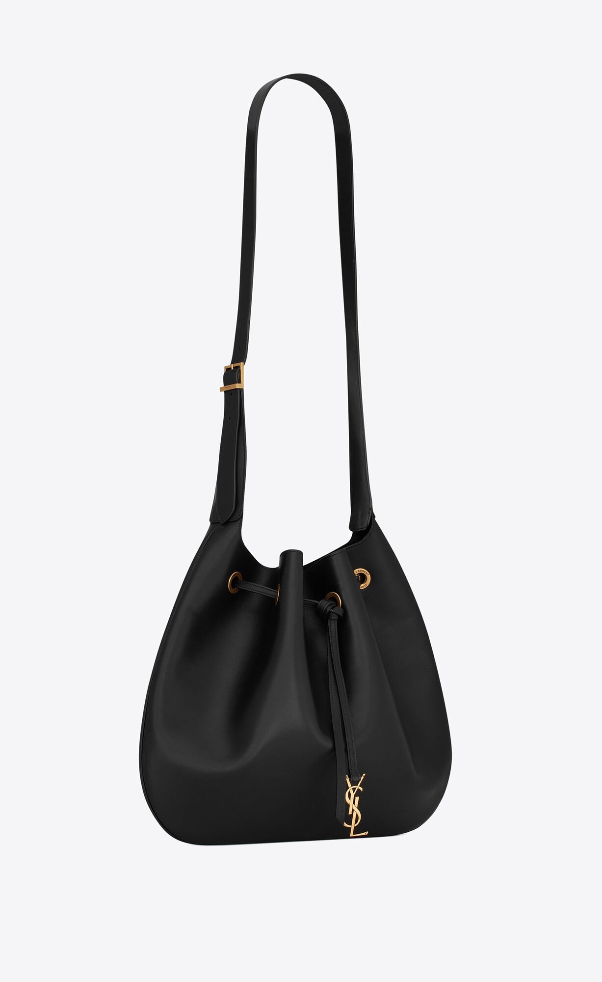 YSL Paris Vii Large Flat Hobo Bag In Smooth Leather Black | 0349125-NA