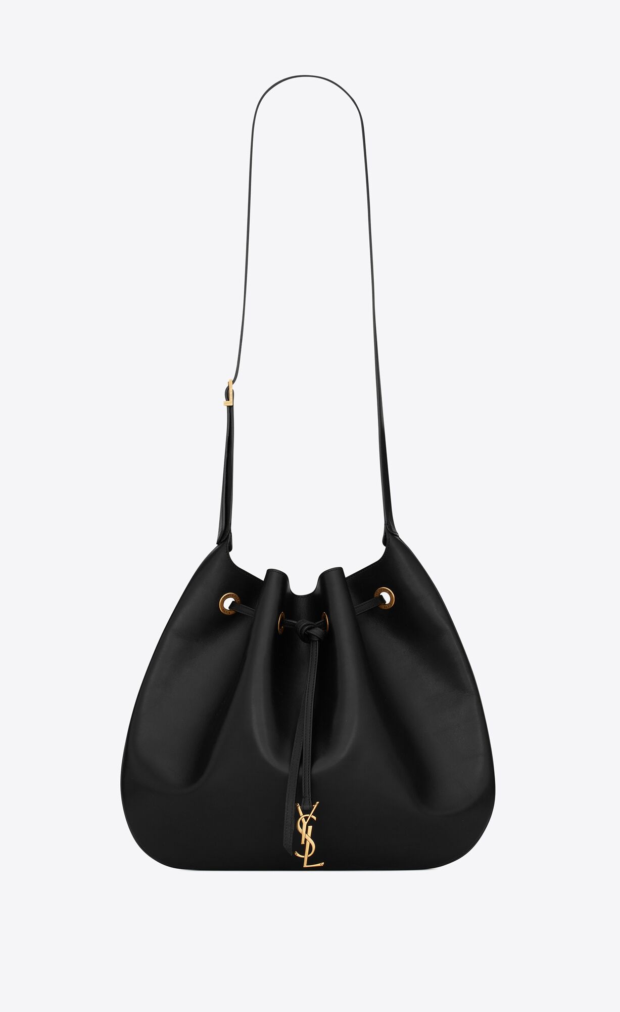YSL Paris Vii Large Flat Hobo Bag In Smooth Leather Black | 0349125-NA