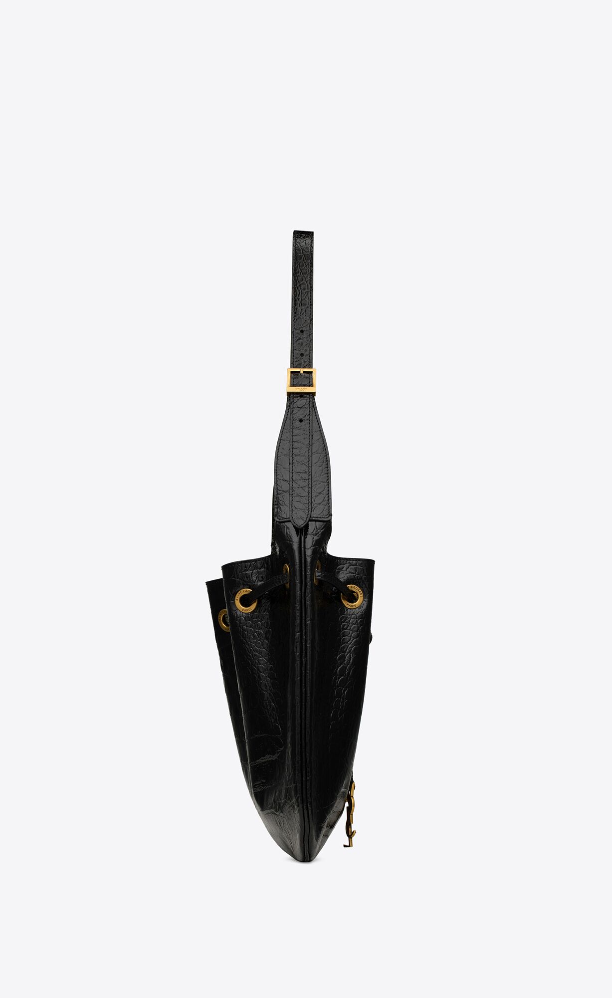YSL Paris Vii Medium Hobo Bag In Crocodile-embossed Patent Leather Black | 7589640-HO