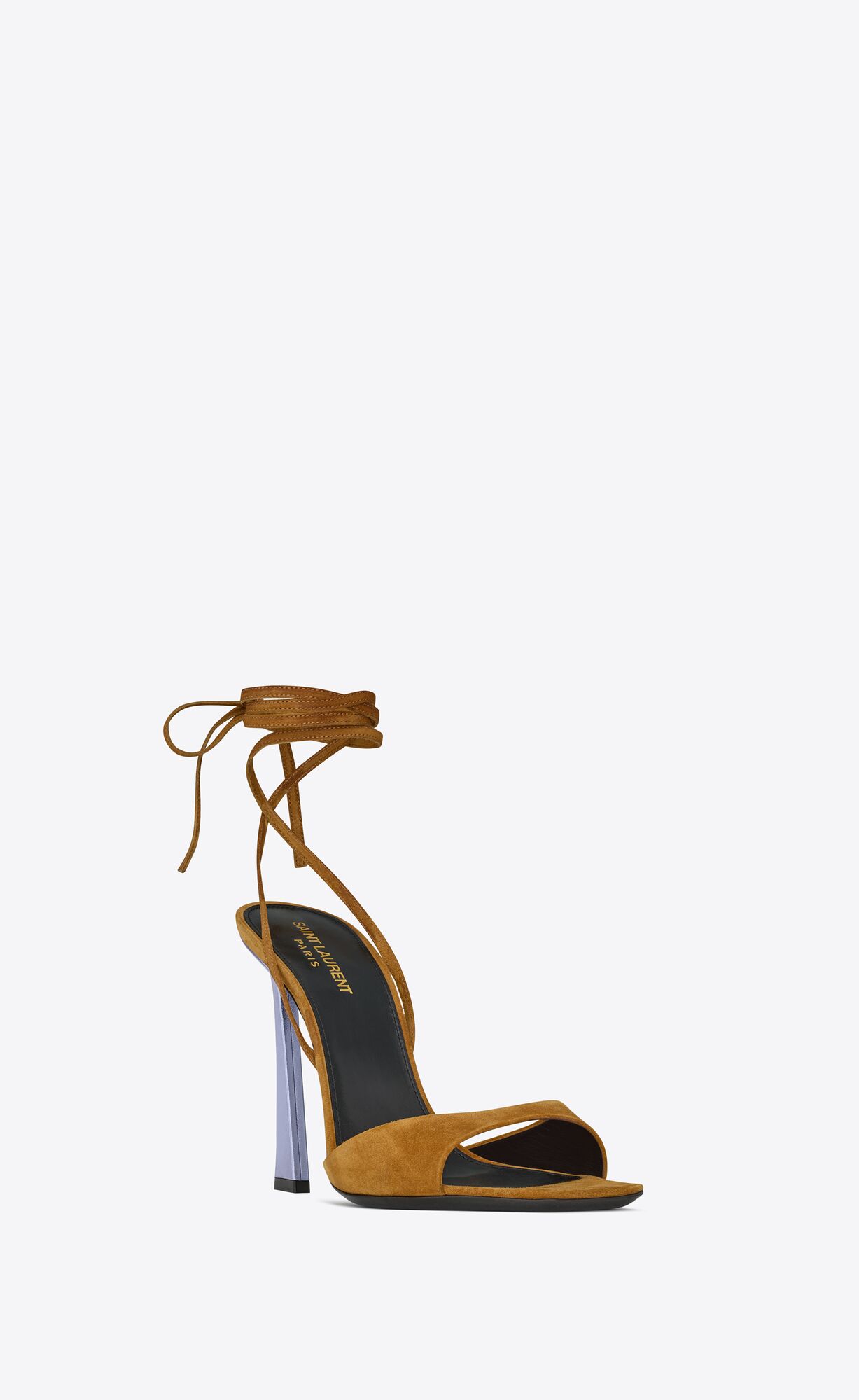 YSL Paz Sandals In Suede And Metallized Leather Land And Lila | 4023598-JI