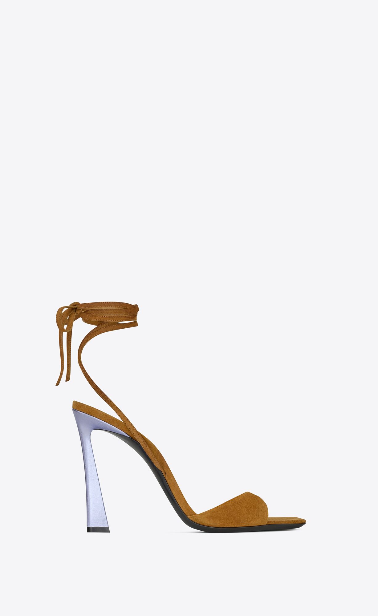 YSL Paz Sandals In Suede And Metallized Leather Land And Lila | 4023598-JI