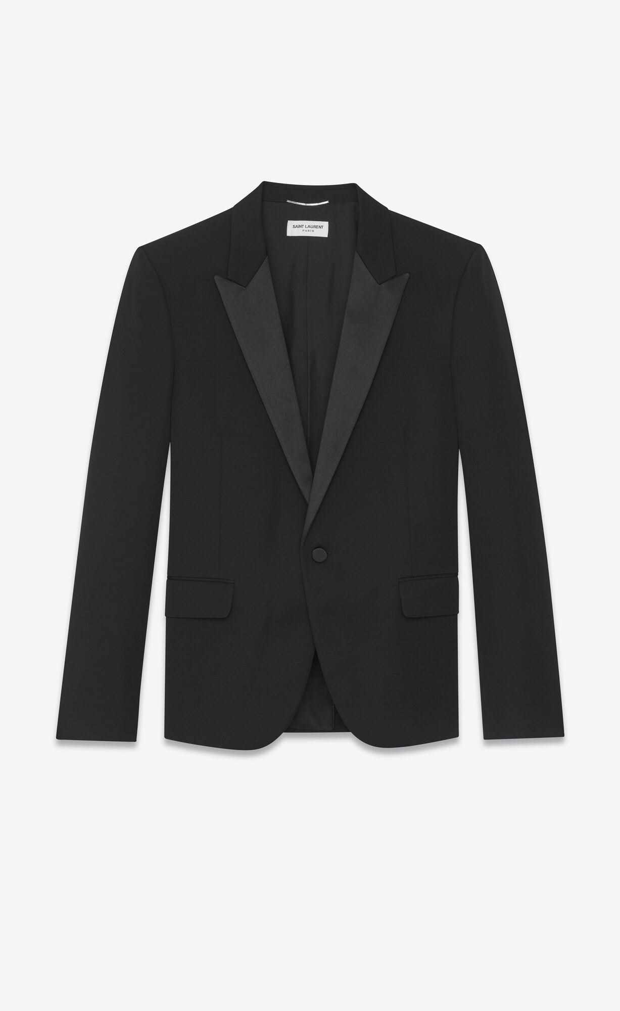 YSL Peaked Lapel Tuxedo Jacket In Grain De Poudre Saint Laurent Black | 3597018-NT