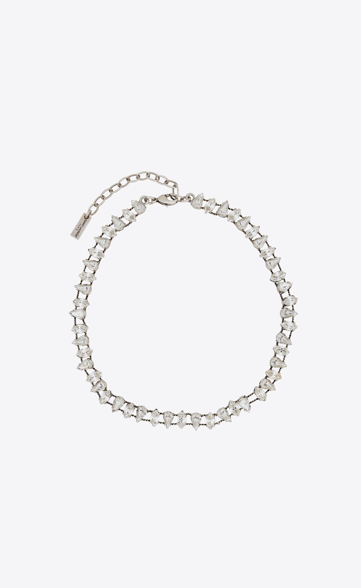 YSL Pear Rhinestone Choker In Metal Argent Oxyde Et Crystal | 9410385-SY