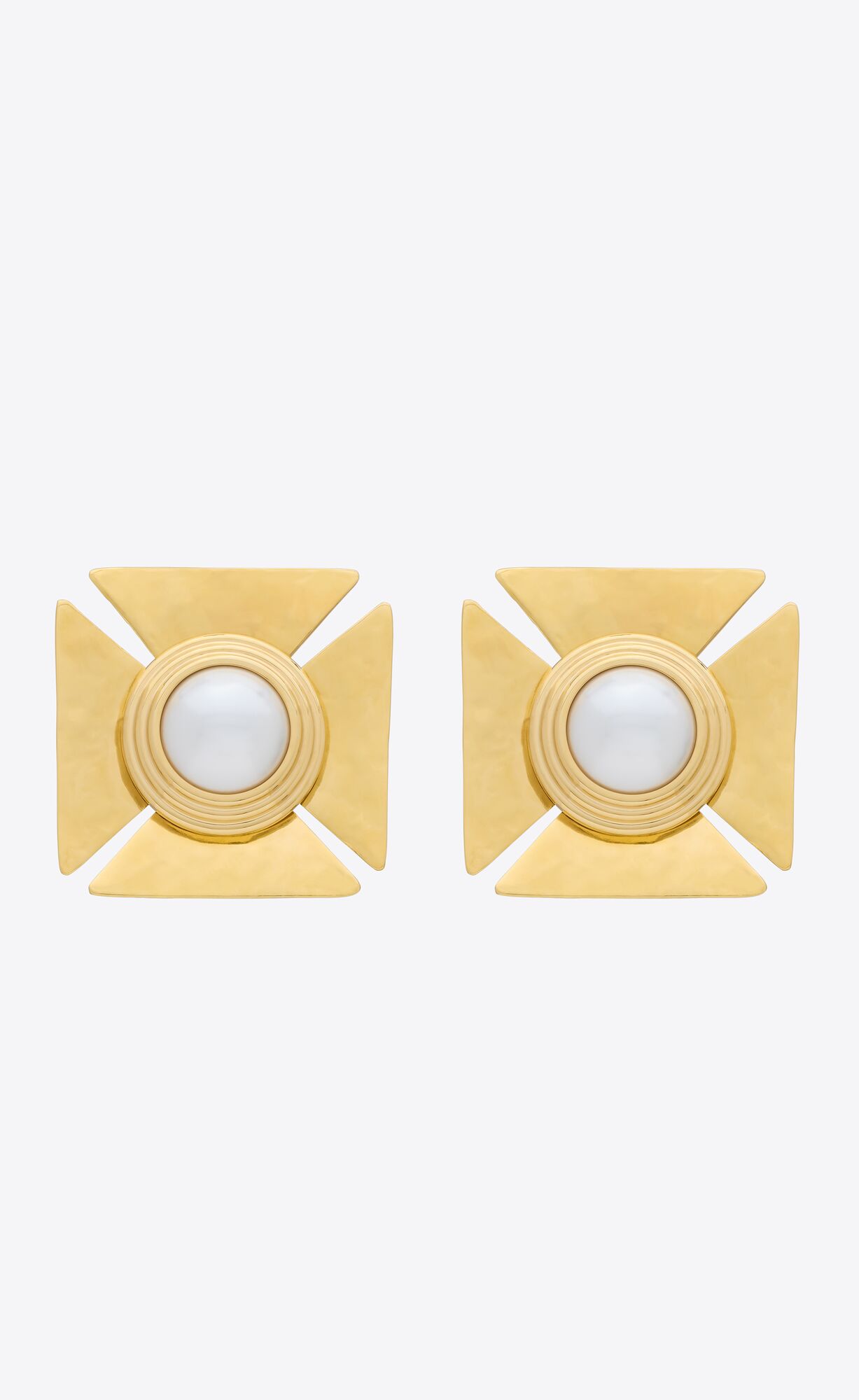 YSL Pearly Square Earrings In Metal Bronze And Gold | 7826319-OM