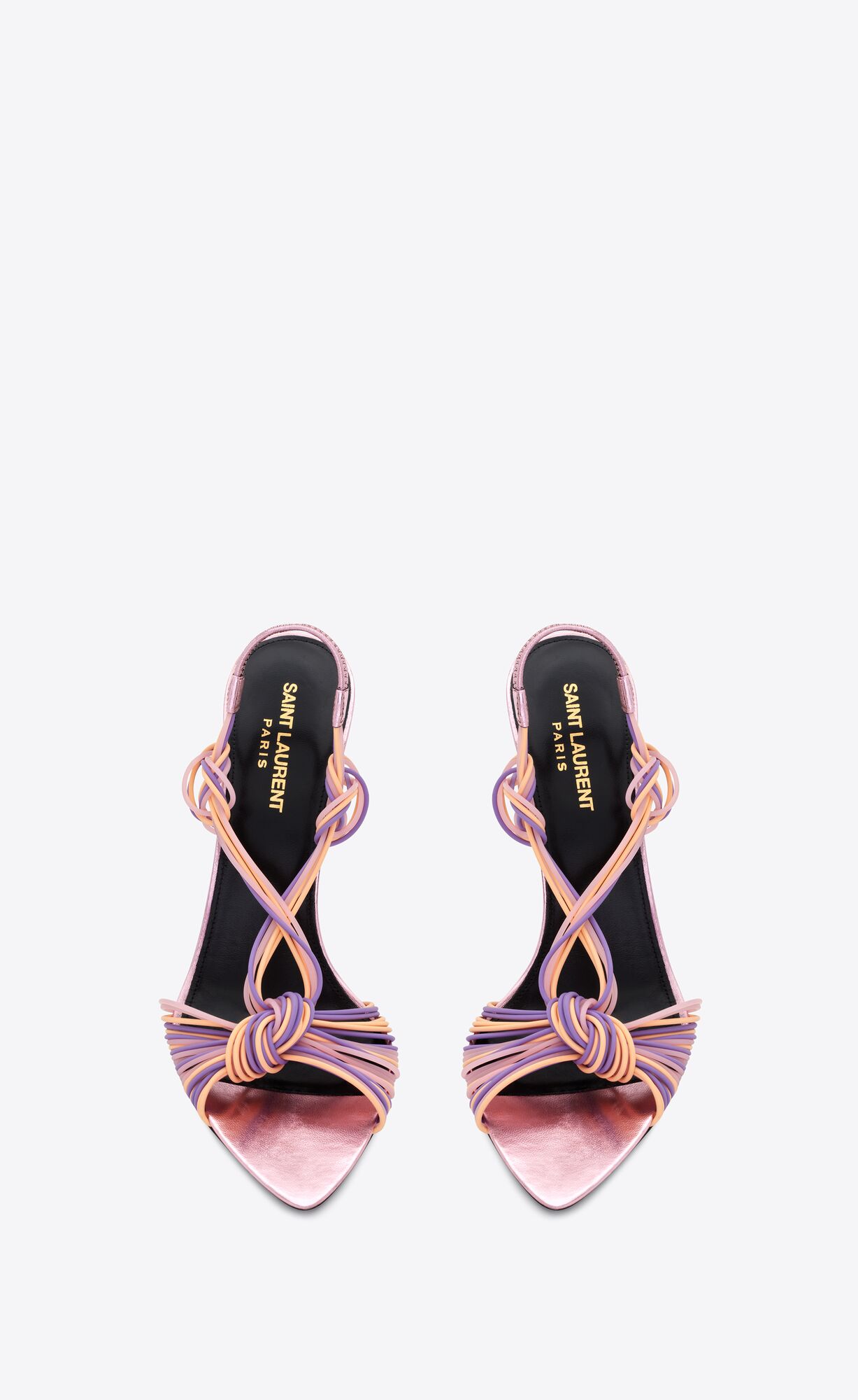 YSL Pool Sandals In Tpu And Metallized Leather Violet, Peach And Rose | 7564908-EL