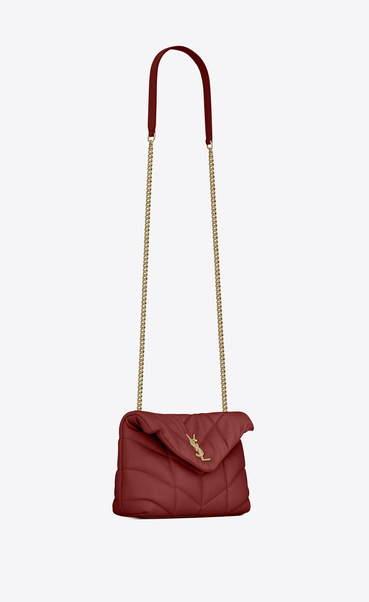 YSL Puffer Toy Bag In Quilted Lambskin Rouge Opyum | 8015729-NU