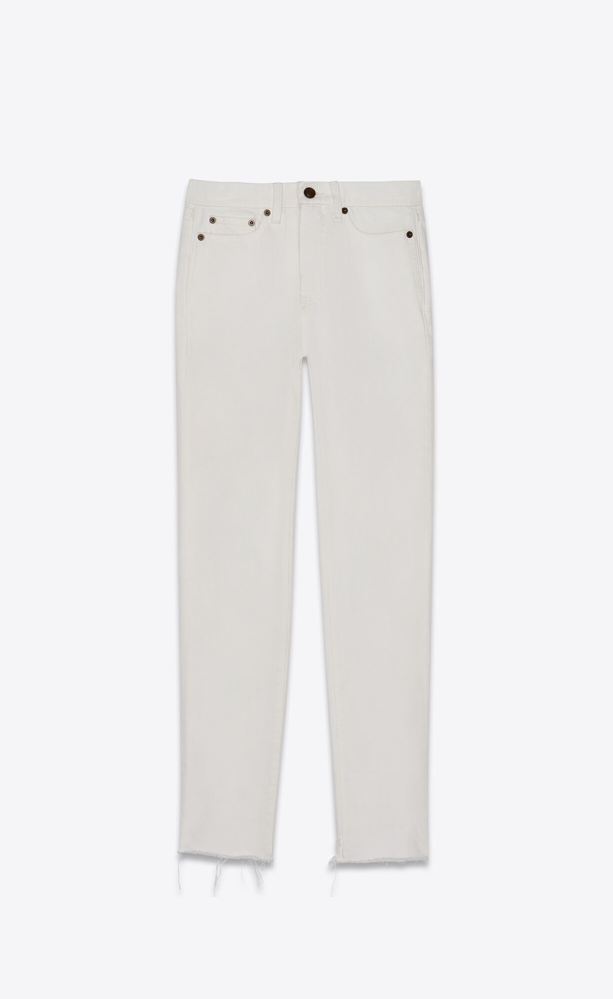 YSL Raw-edge Carrot-fit Jeans In Vintage White Denim Chalk | 0768529-BZ
