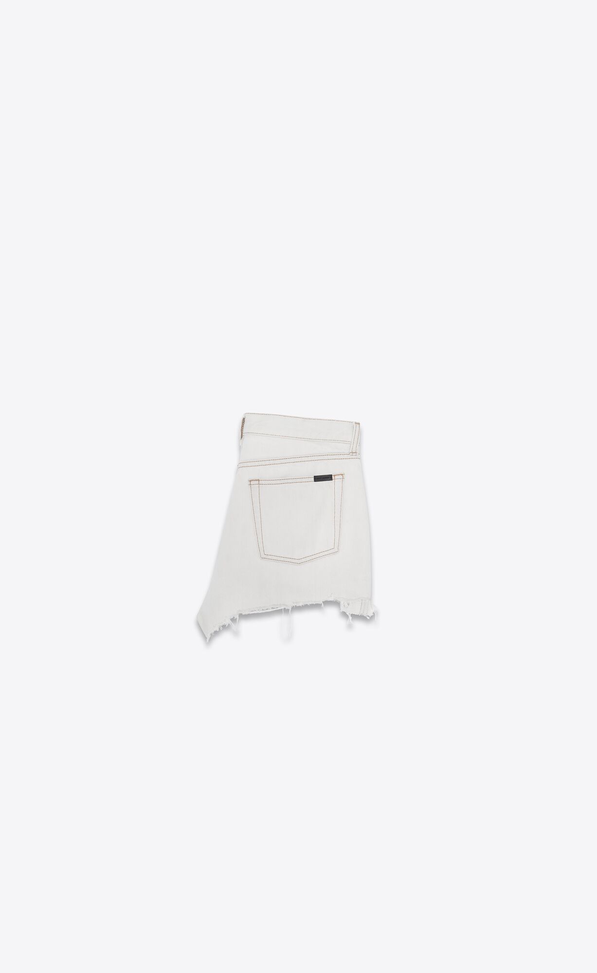 YSL Raw-edge Shorts In Gray Off-white Denim Grey Off White | 6758194-KI
