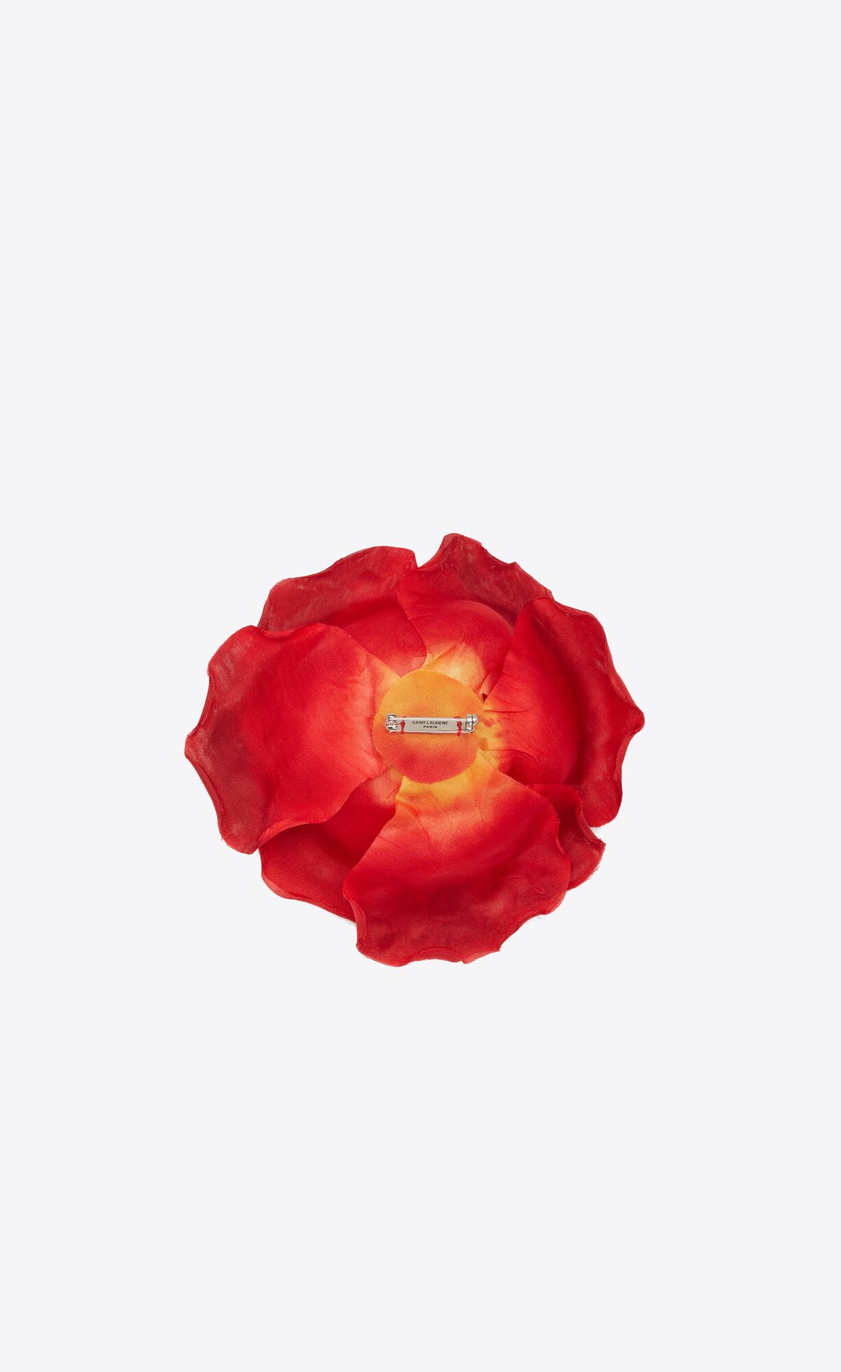 YSL Red Rose Brooch In Silk And Metal Red | 5391820-SY