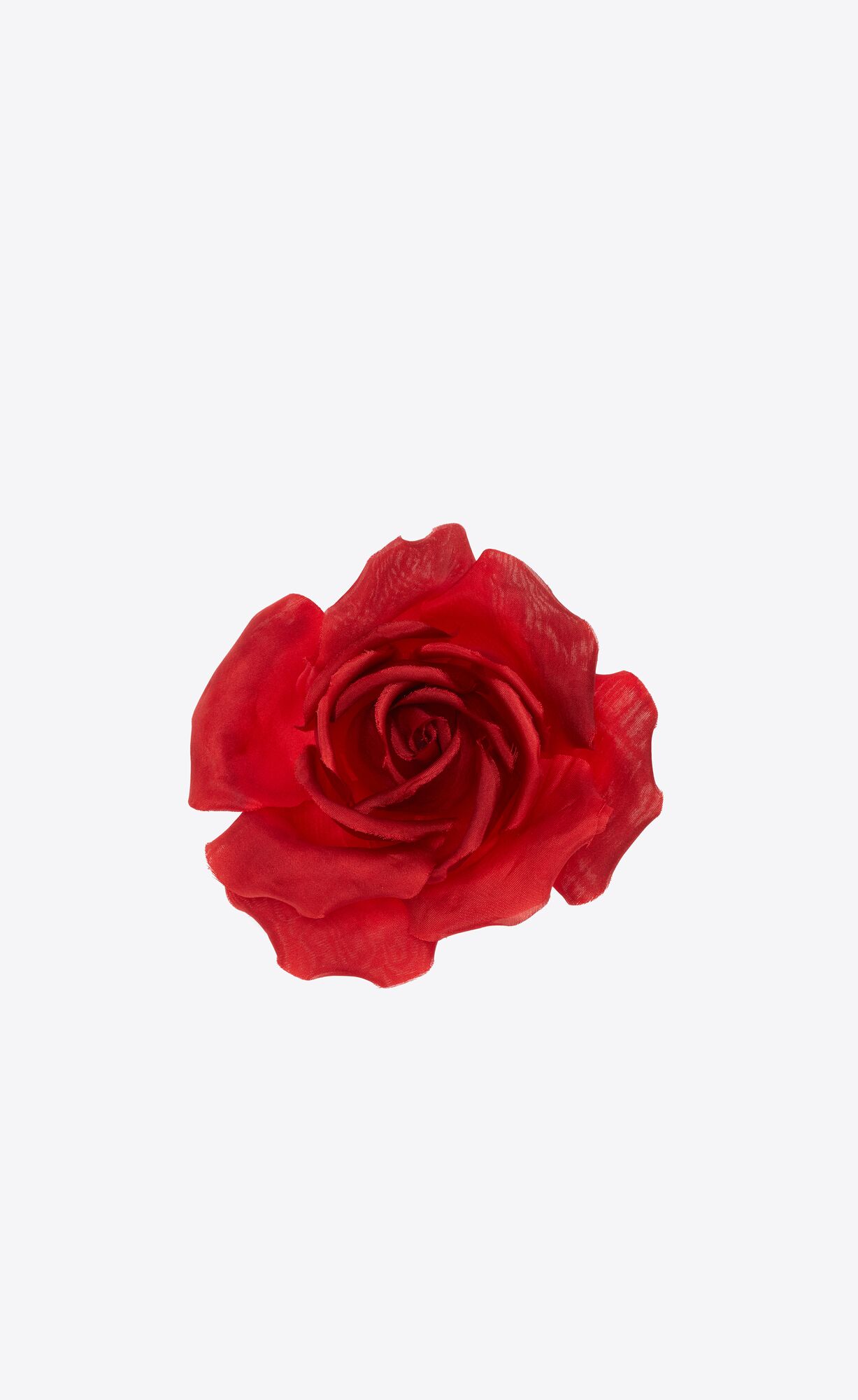 YSL Red Rose Brooch In Silk And Metal Red | 5391820-SY