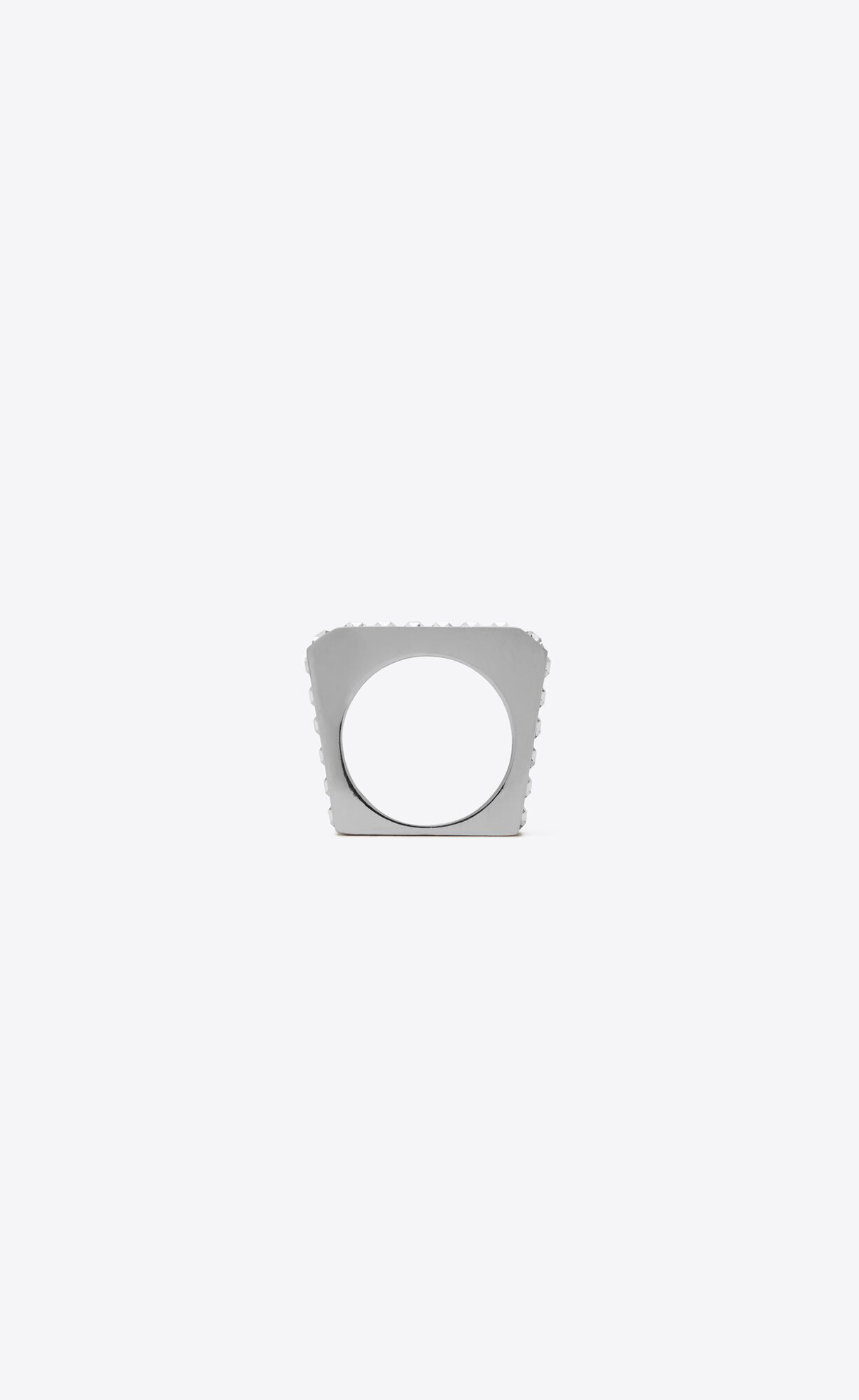 YSL Rhinestone Baguette Cocktail Ring In Metal Palladium And Crystal | 1547930-IQ
