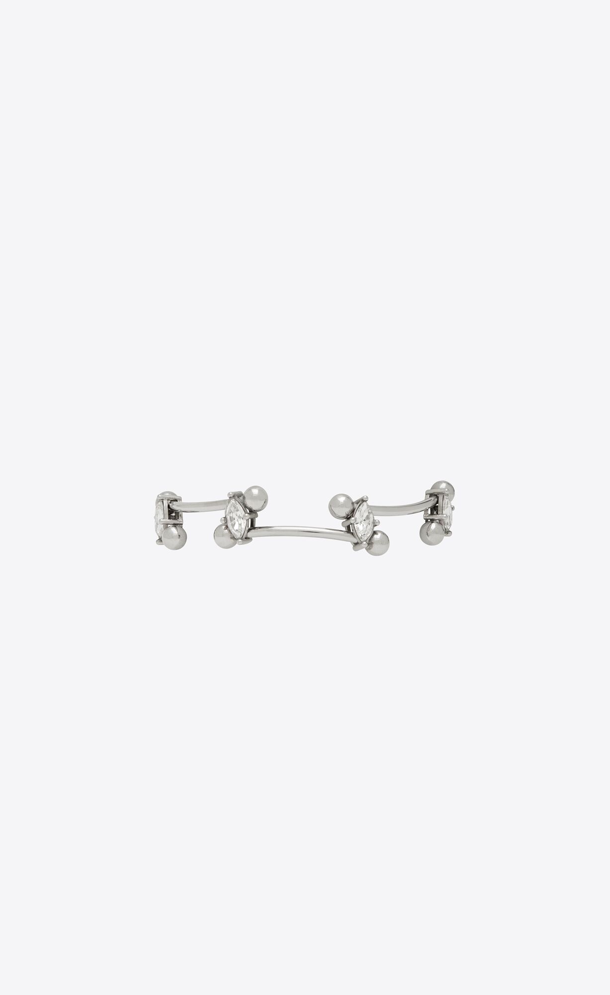 YSL Rhinestone Ball Bracelet In Metal Palladium And Crystal | 8194736-OT