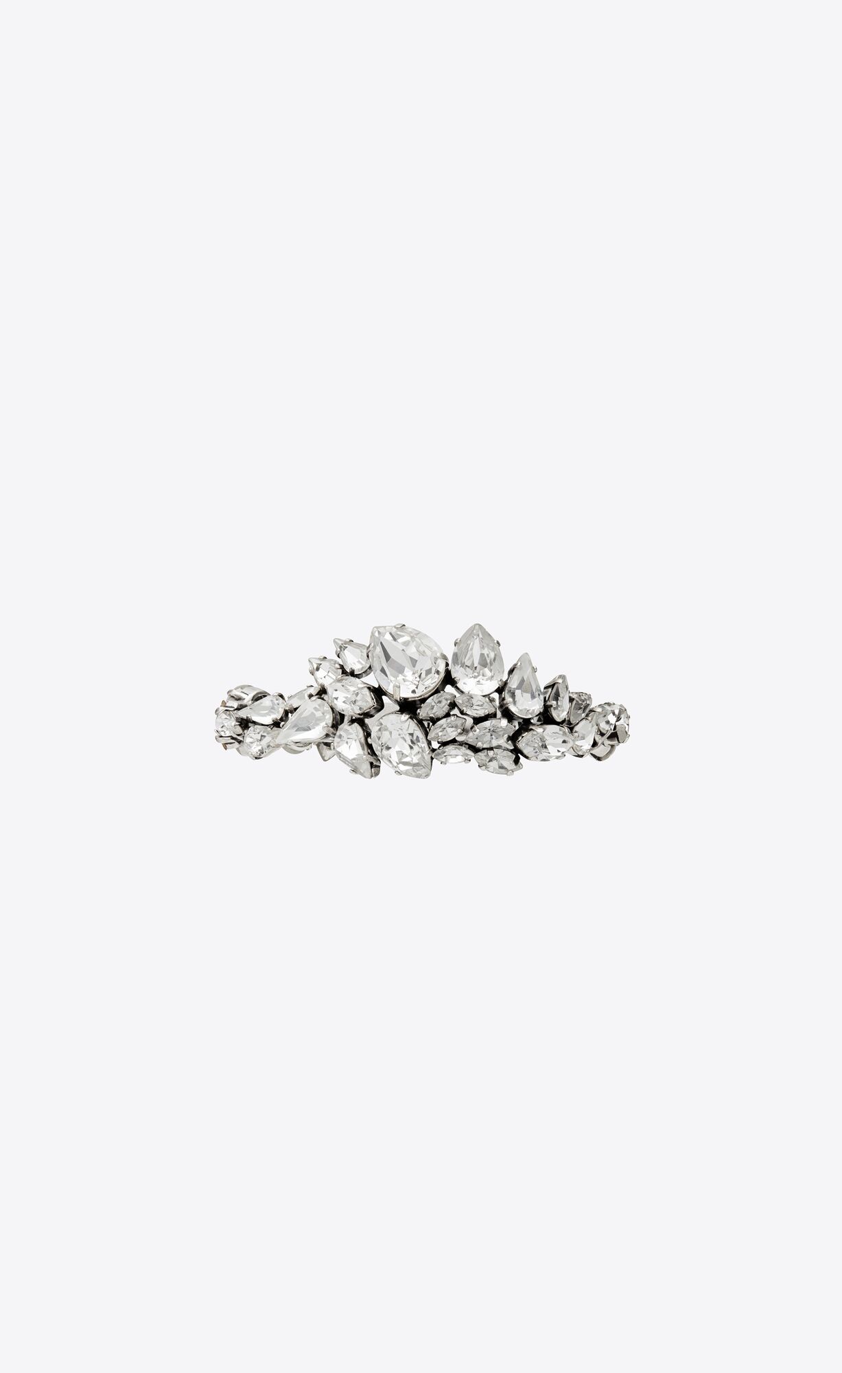 YSL Rhinestone Bouquet Bracelet In Metal Oxidized Silver And Crystal | 4316579-VR