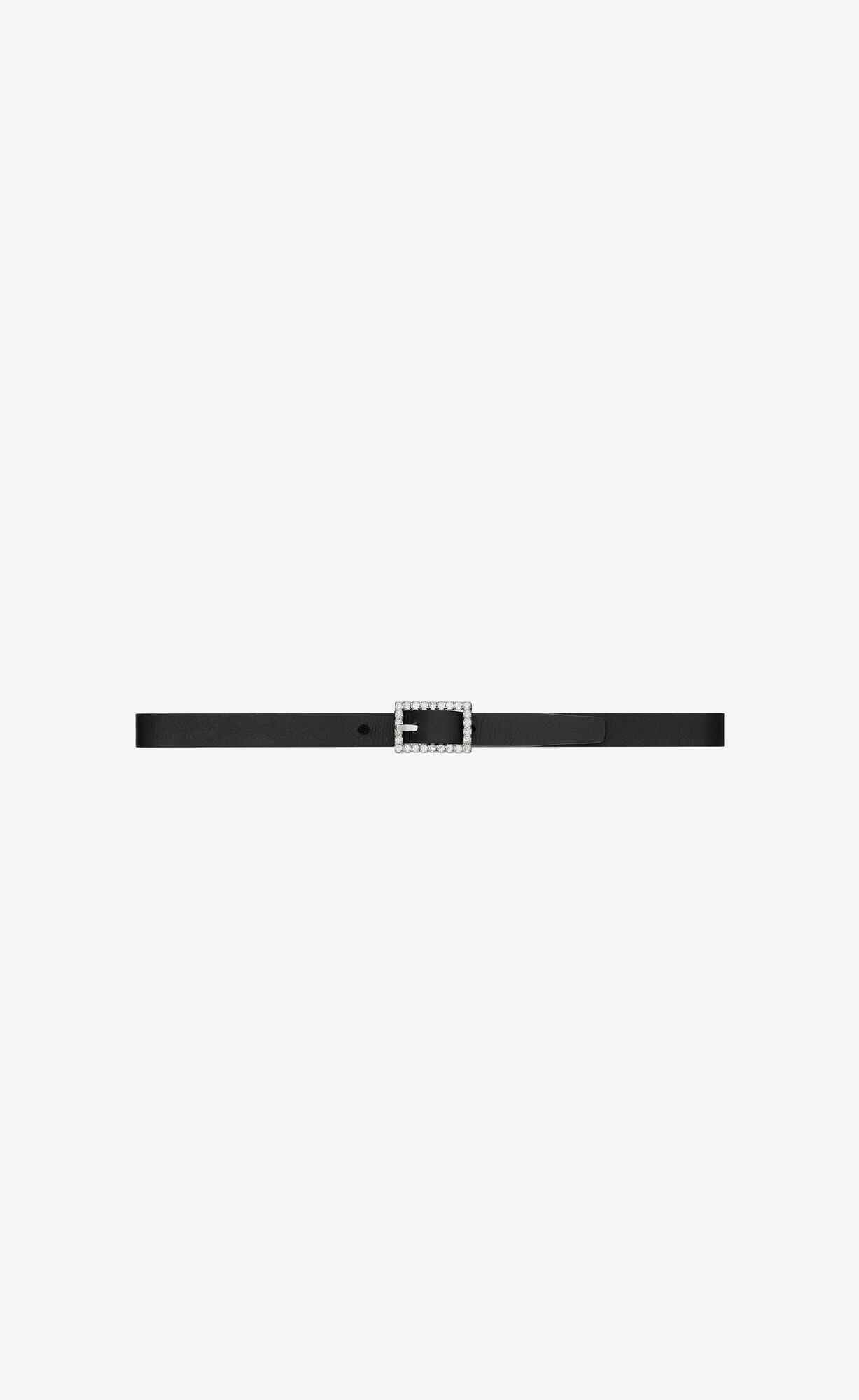 YSL Rhinestone Buckle Choker In Leather And Metal Black And Palladium | 6952431-AD