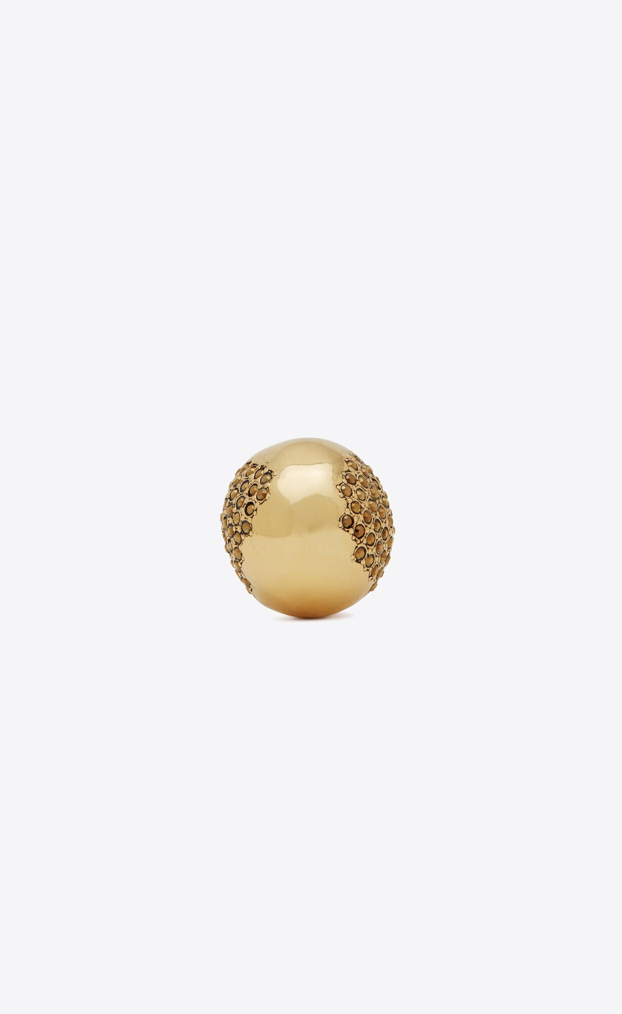 YSL Rhinestone Edge Egg Ring In Metal Aged Gold And Topaz | 5742083-AT