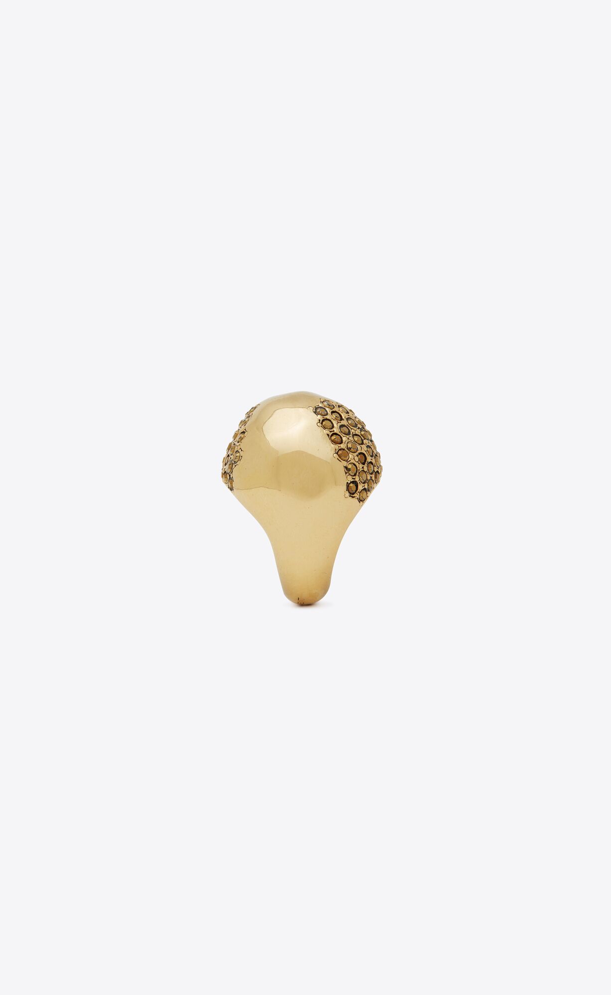 YSL Rhinestone Edge Egg Ring In Metal Aged Gold And Topaz | 5742083-AT