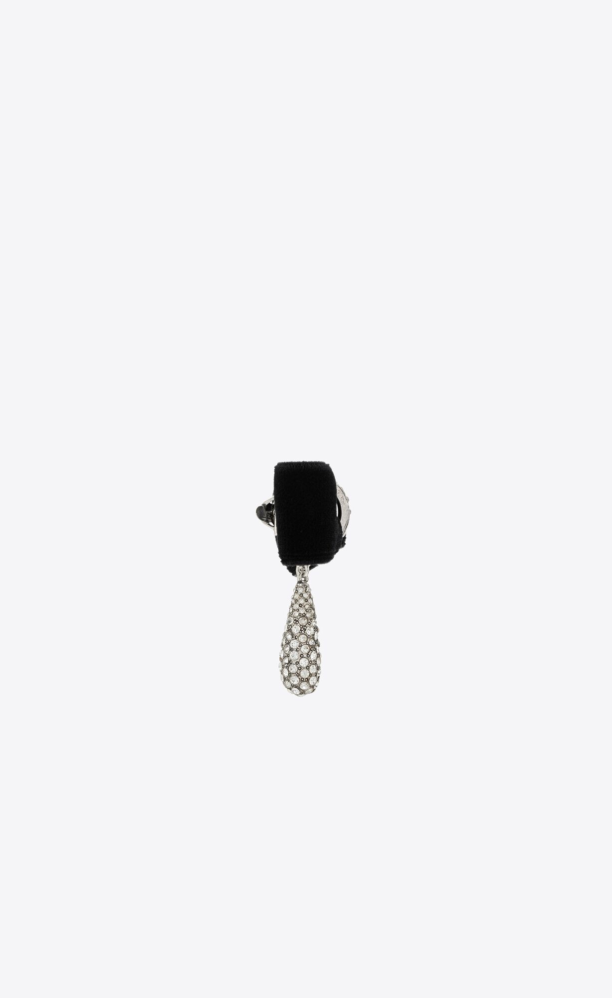 YSL Rhinestone Knot And Drop Brooch In Metal And Velvet Argent Oxyde Et Crystal | 5920386-BT