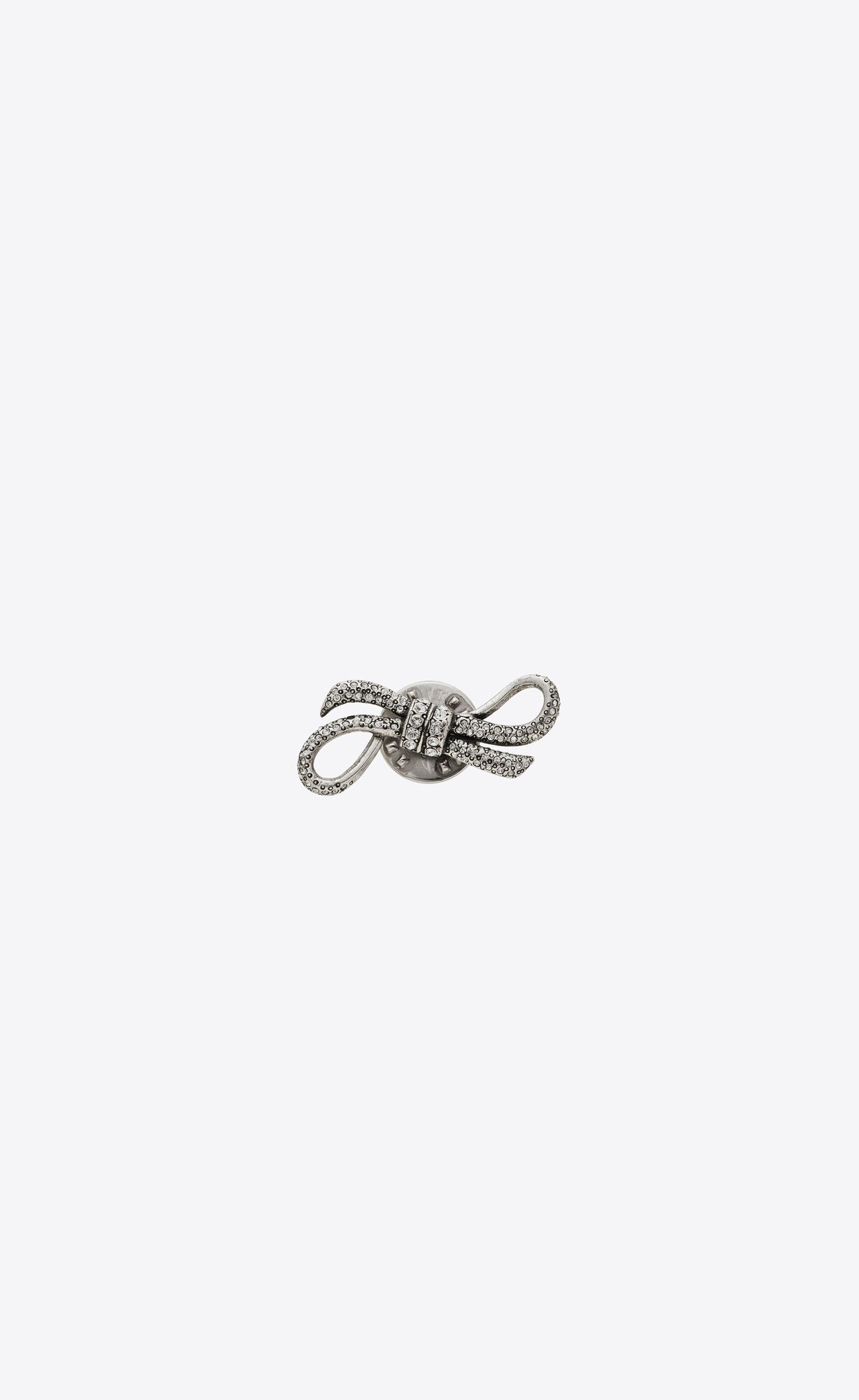 YSL Rhinestone Knot Pin In Metal Oxidized Silver | 0462718-FP