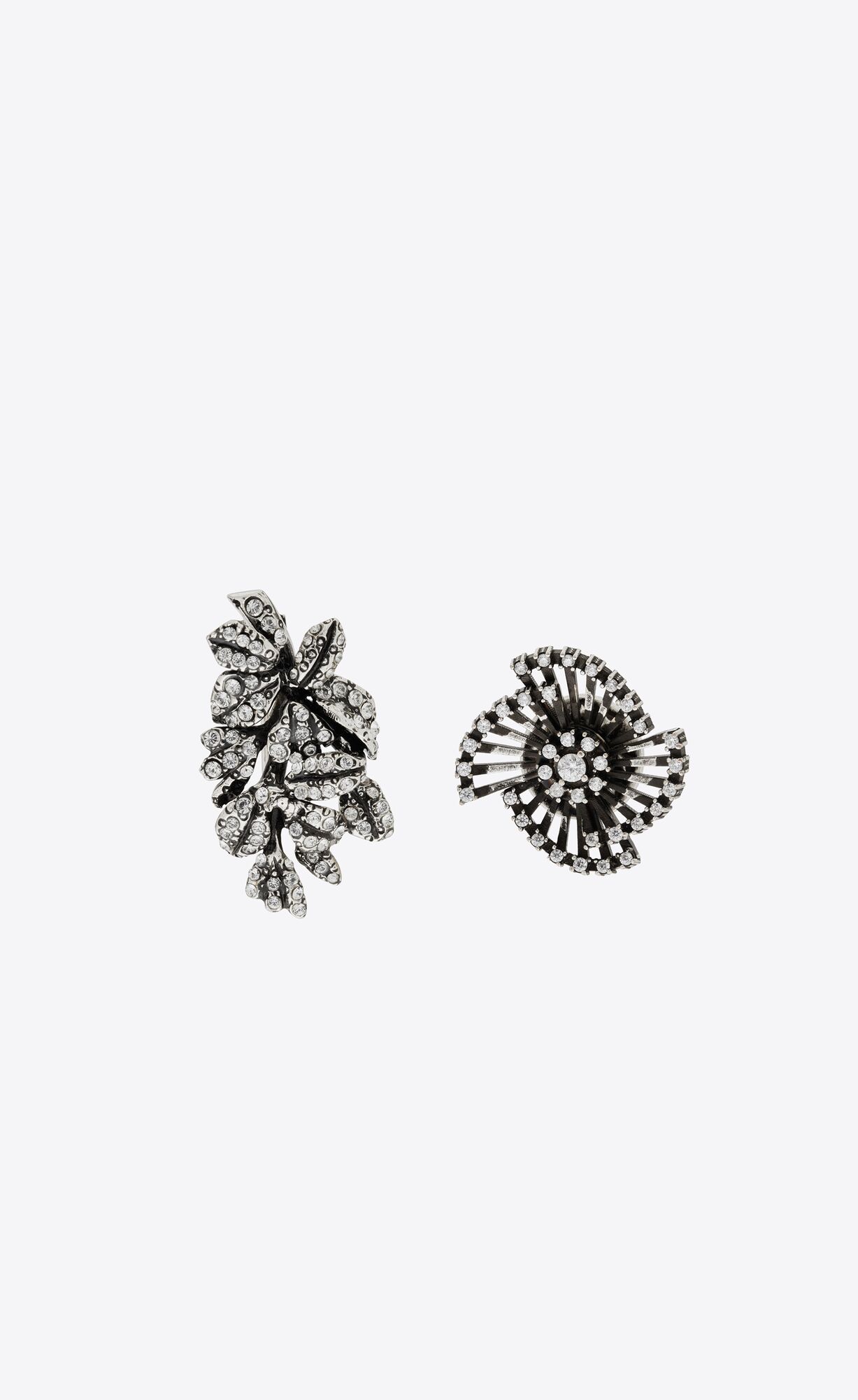YSL Rhinestone Mini-brooch And Pin In Metal Oxidized Silver | 4825397-RP