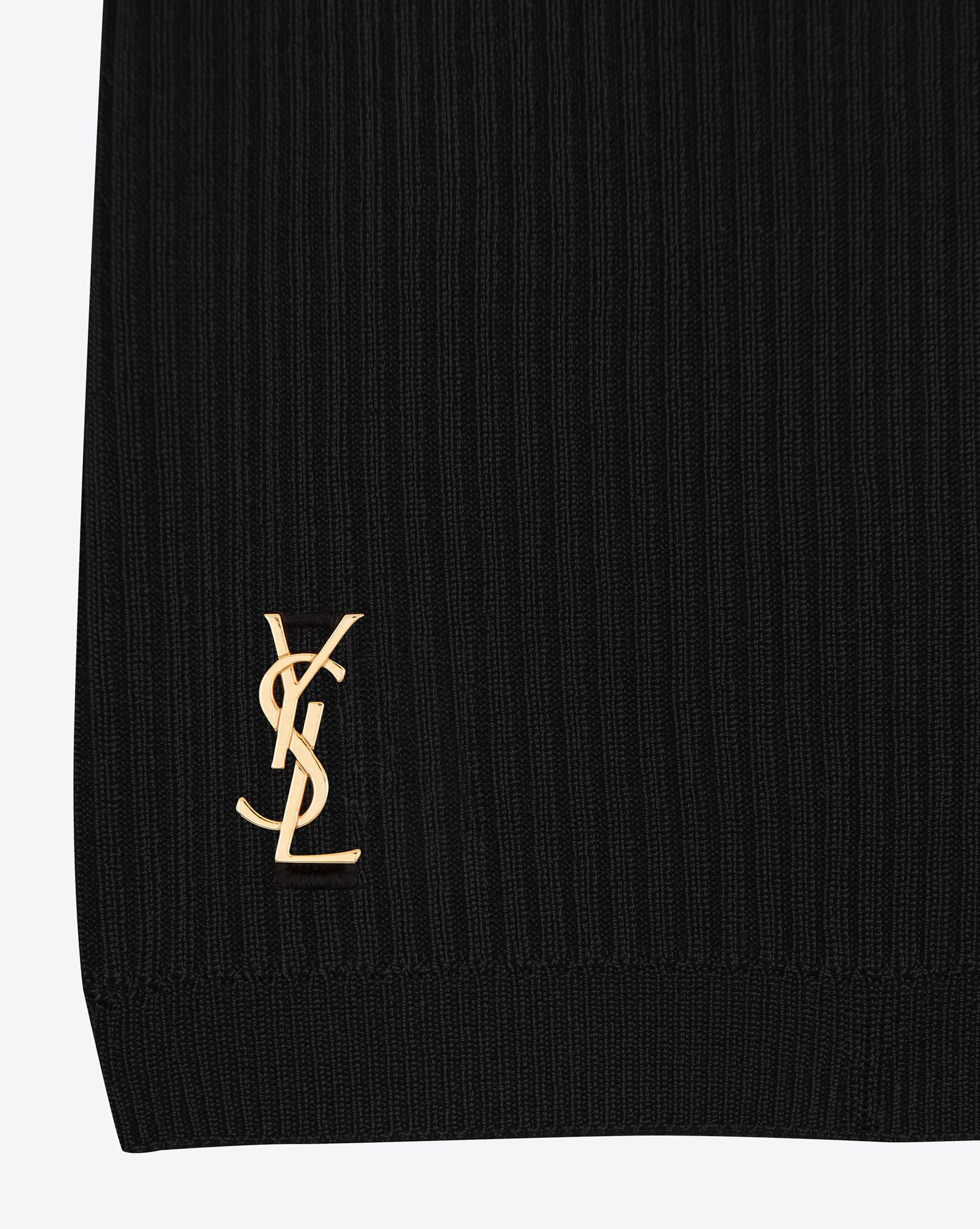 YSL Rider Short In Ribbed Knit Black | 2370684-KF