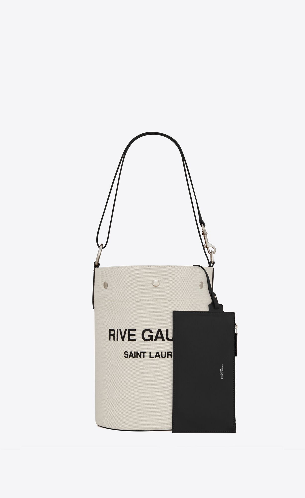 YSL Rive Gauche Bucket Bag In Linen White Linen | 2340569-WI
