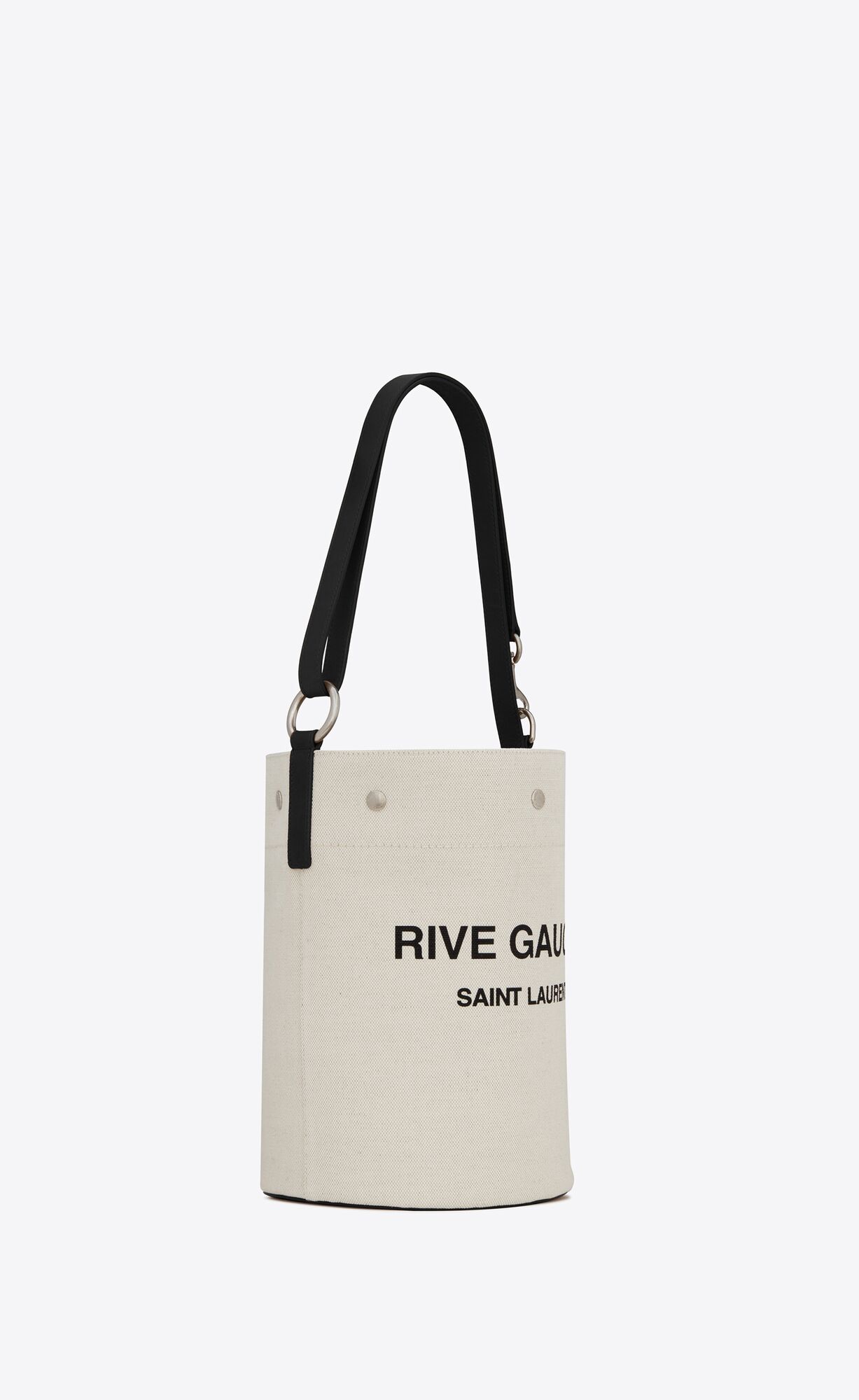 YSL Rive Gauche Bucket Bag In Linen White Linen | 2340569-WI