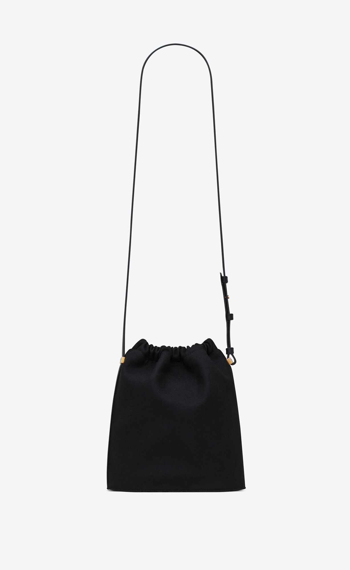 YSL Rive Gauche Laced Bucket Bag In Embroidered Felt And Smooth Leather Black And Gold | 5109632-EM