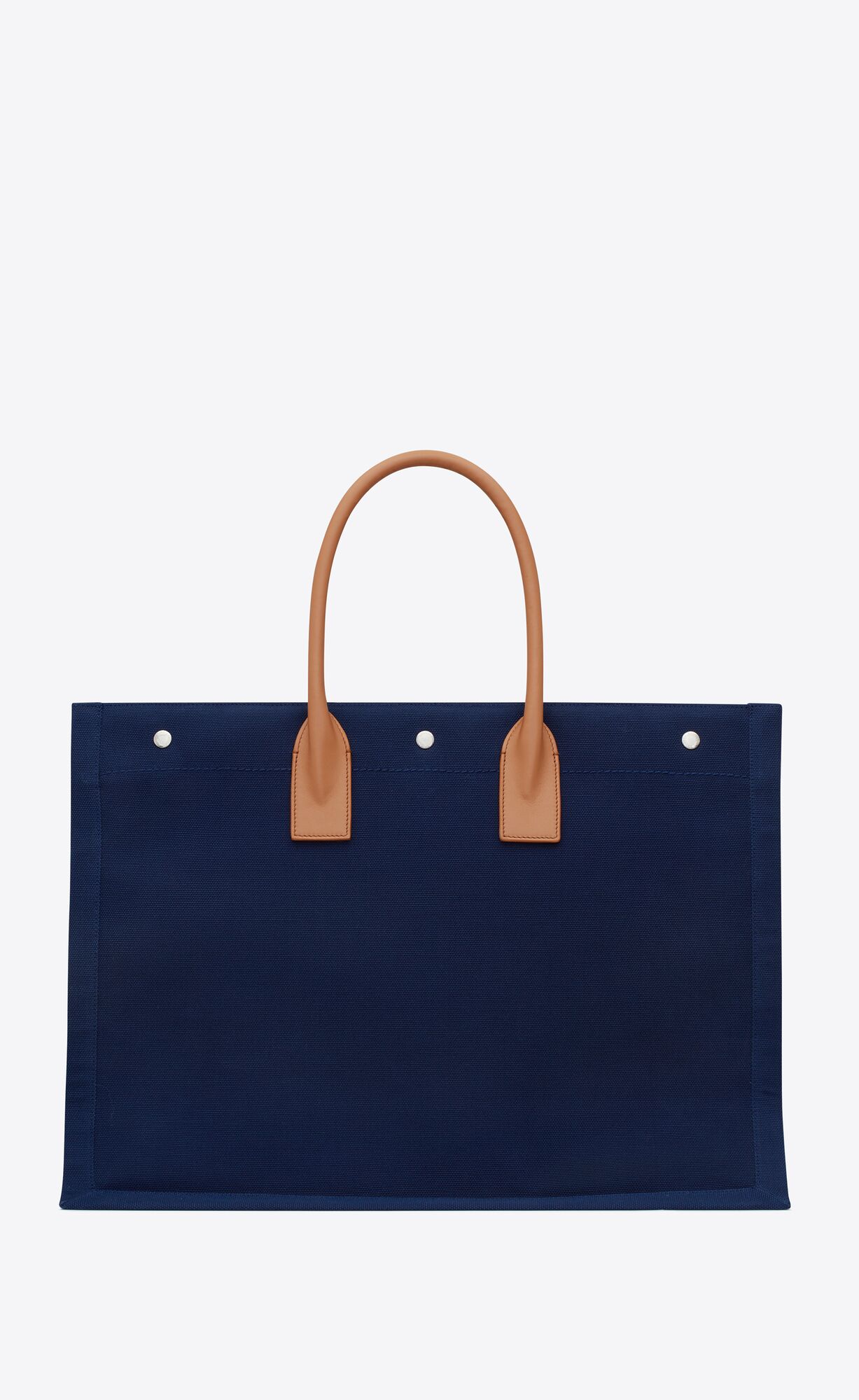 YSL Rive Gauche Large Tote Bag In Canvas Marine, Rose And Brown | 1806542-HW