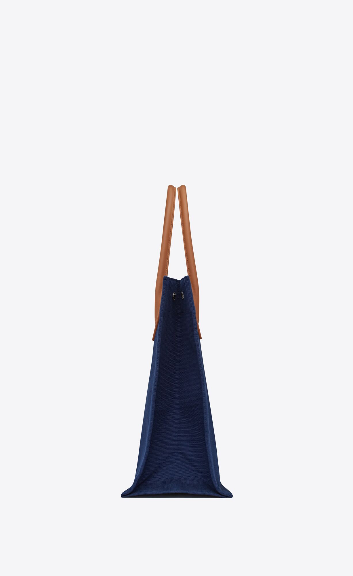 YSL Rive Gauche Large Tote Bag In Canvas Marine, Rose And Brown | 1806542-HW